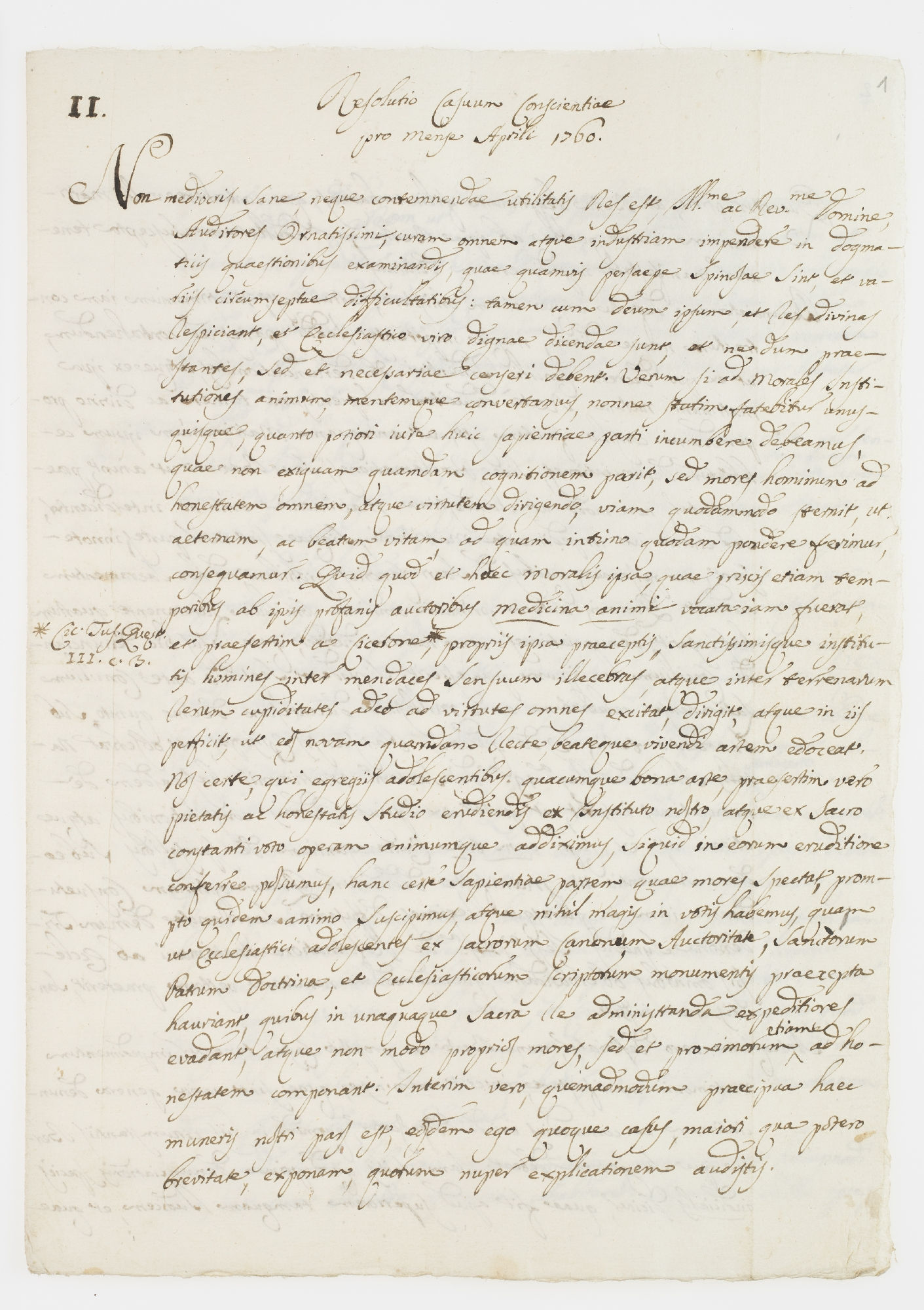 II. Resolutio Casuum Conscientiae pro Mense Aprile 1760 [title]