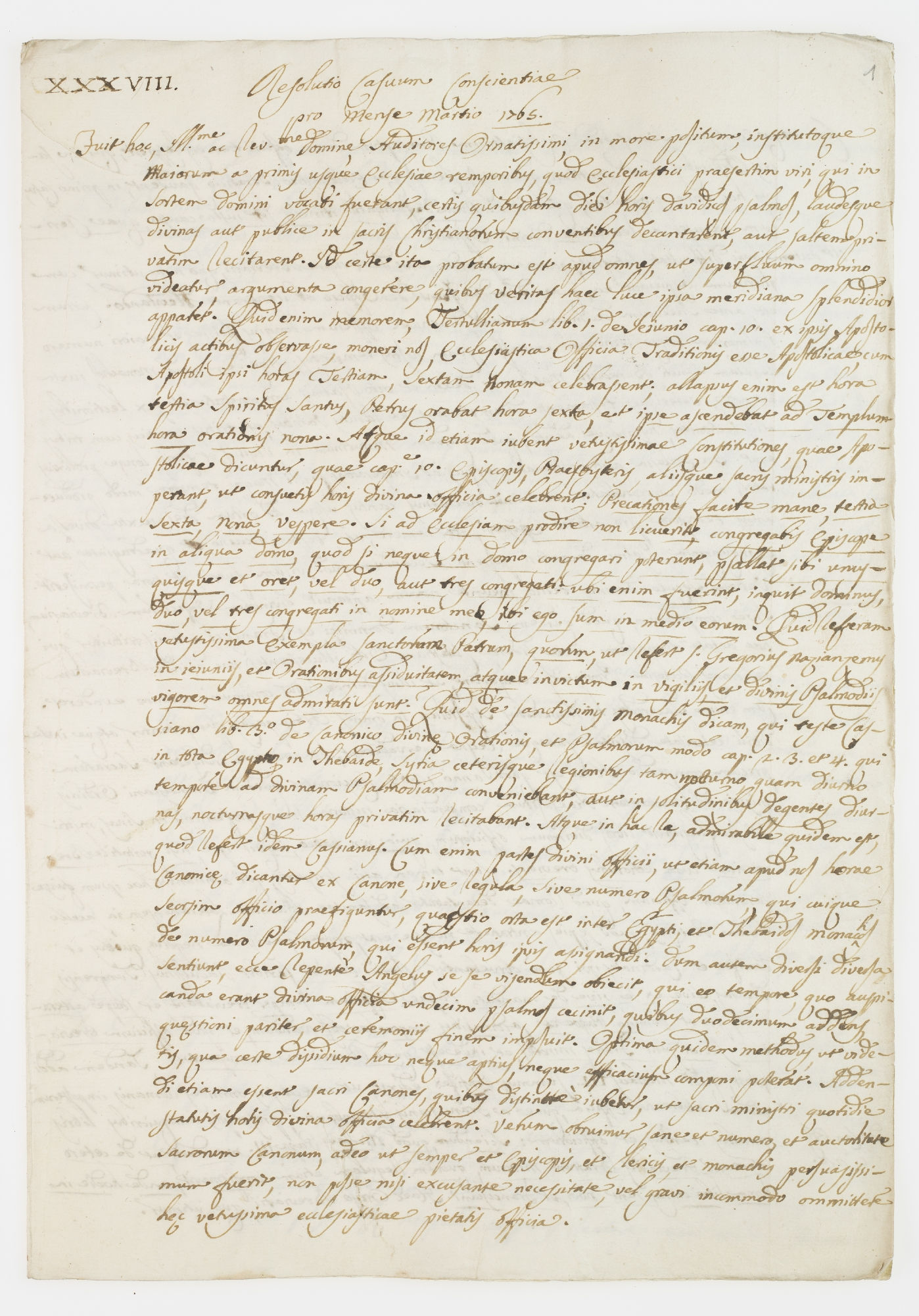 XXXVIII. Resolutio Casuum Conscientiae pro Mense Martio 1765 [title]