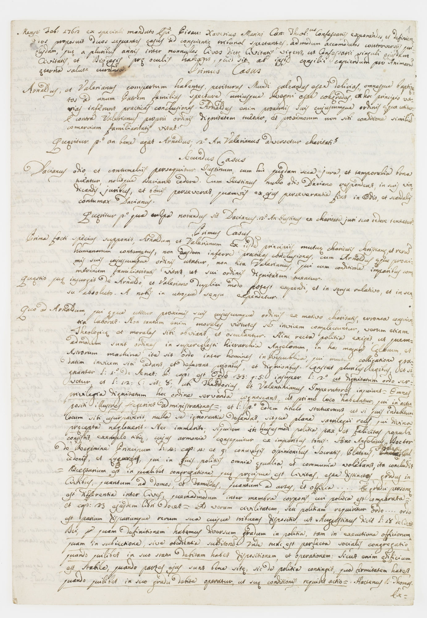 Mensae Feb. 1762 ex speciali mandato [incipit]