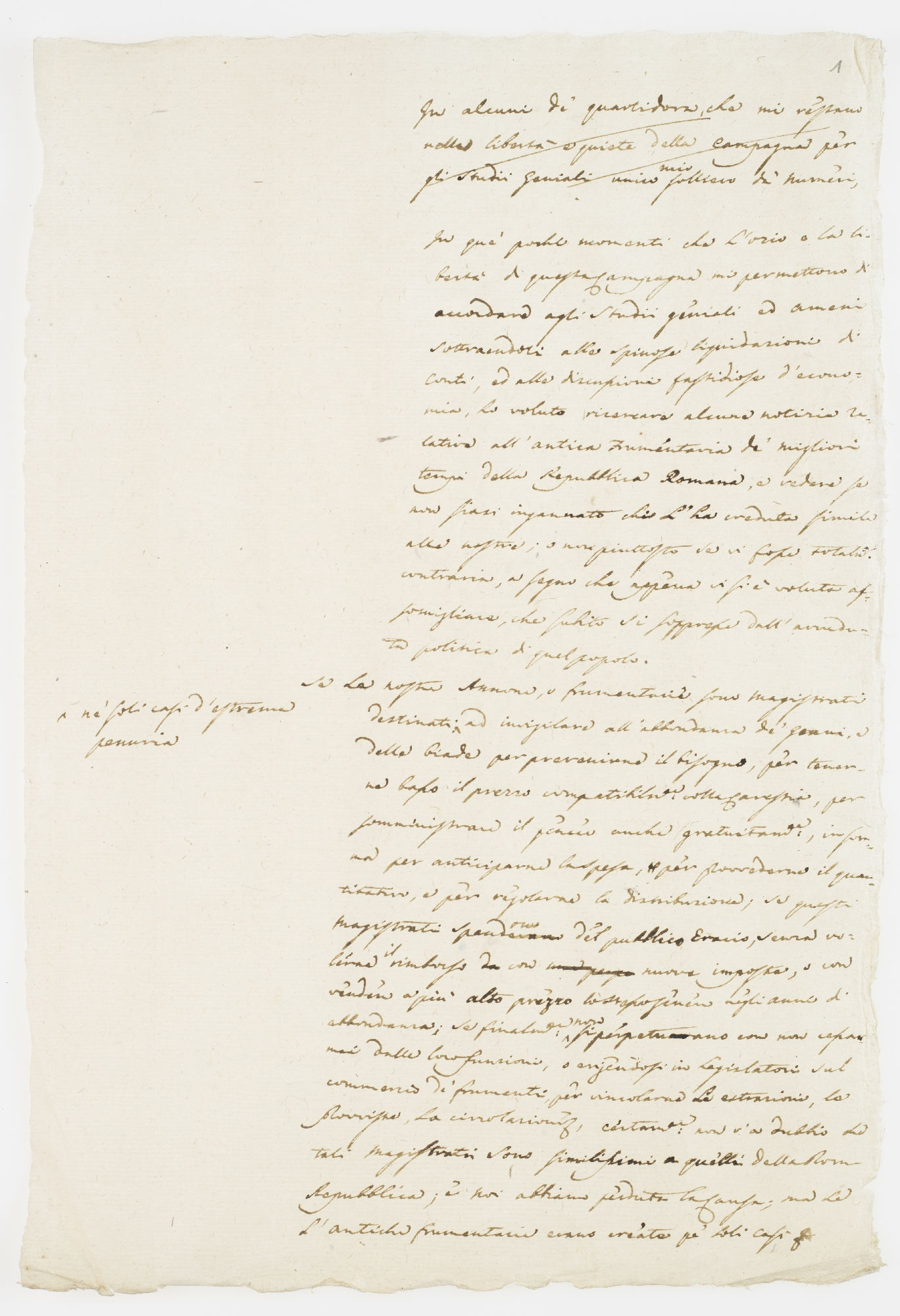 In alcuni di quartidora, che mi restano nella libertà e quiete [incipit]