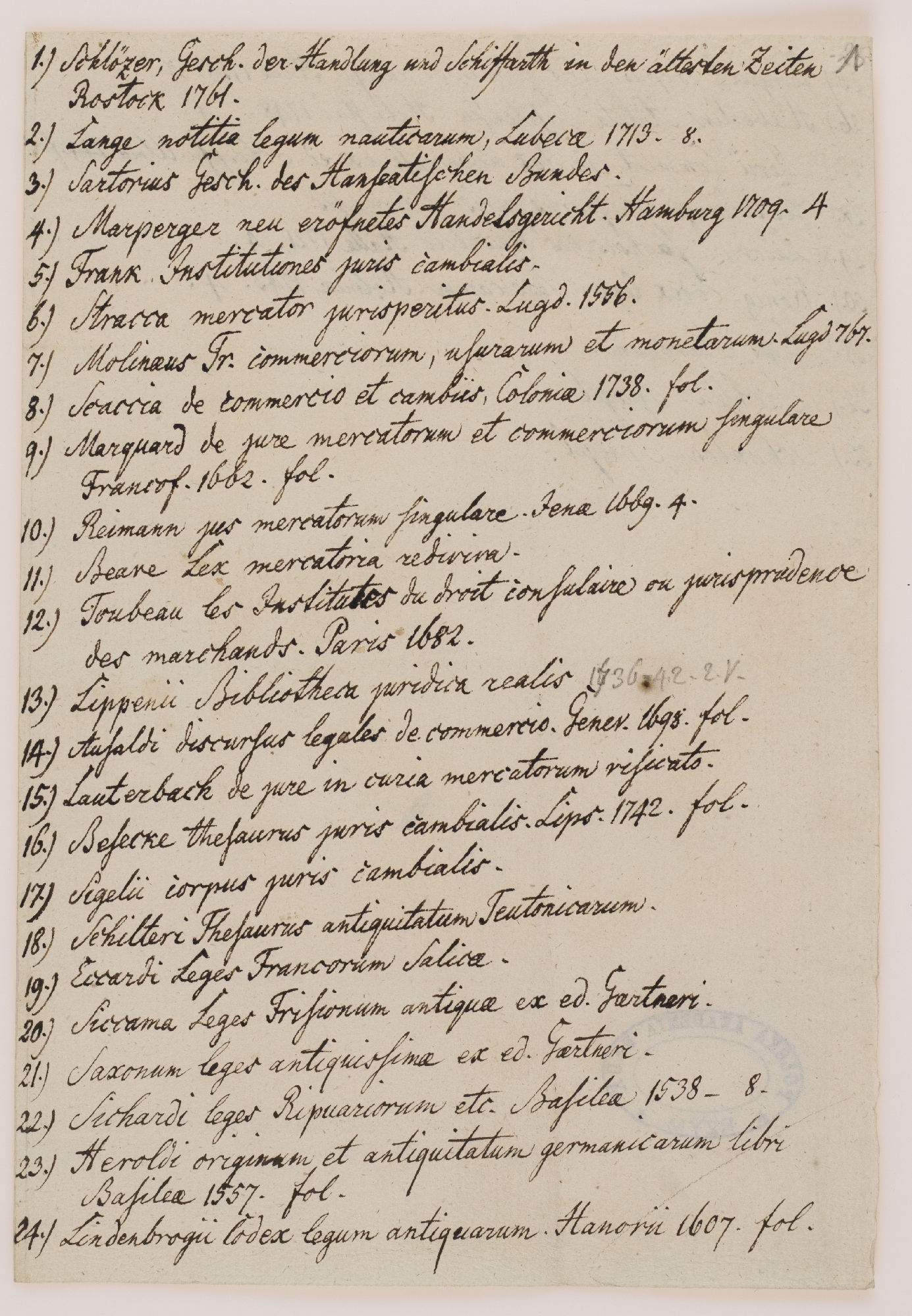 1) Schlözer, Gesch. der Handlungund Schiffarth in den attesten Zeiten [incipit] 