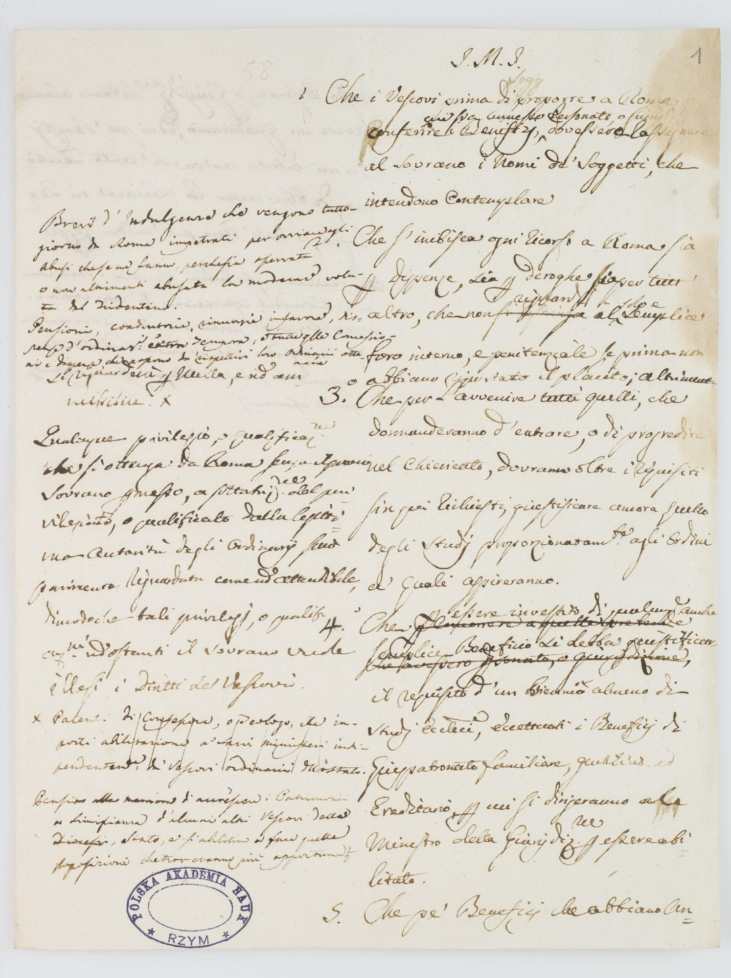 J. M. J. Che i vescovi prima di proporre a Roma [incipit]