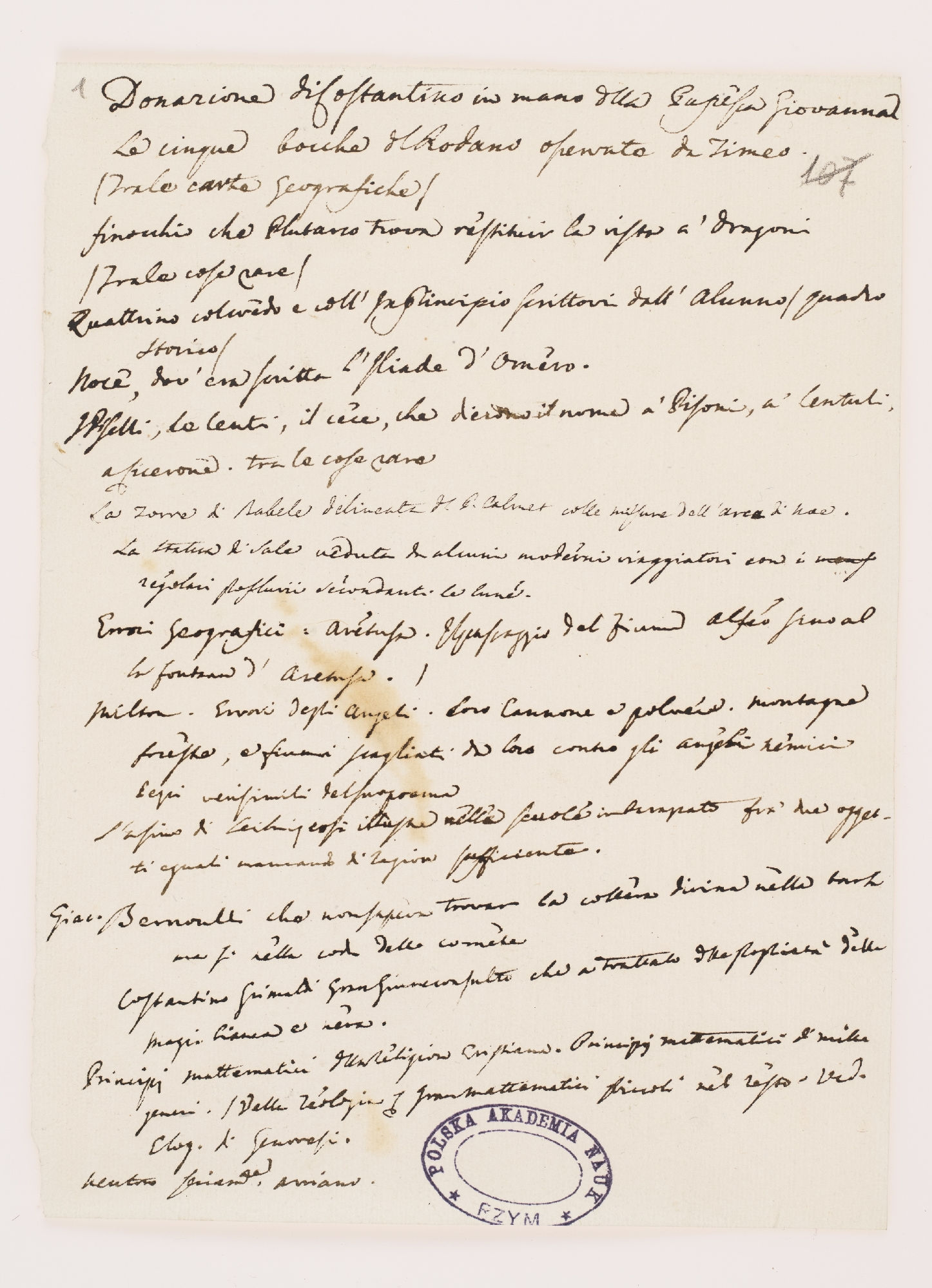 Donazione di Costantino in mano alla Papessa Giovanna [incipit]