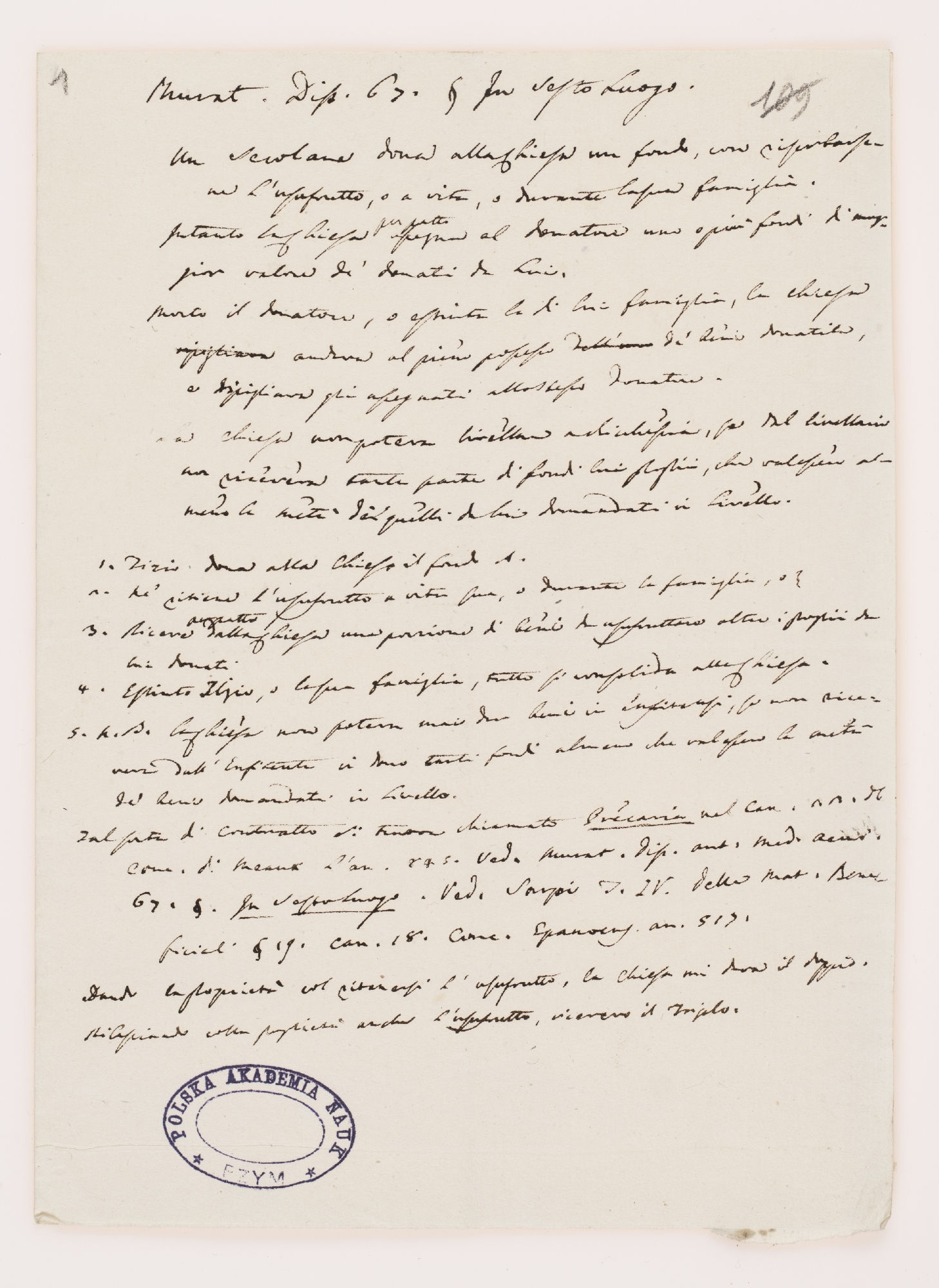 Murat. Diss. 67. § In sesto luogo. [incipit]