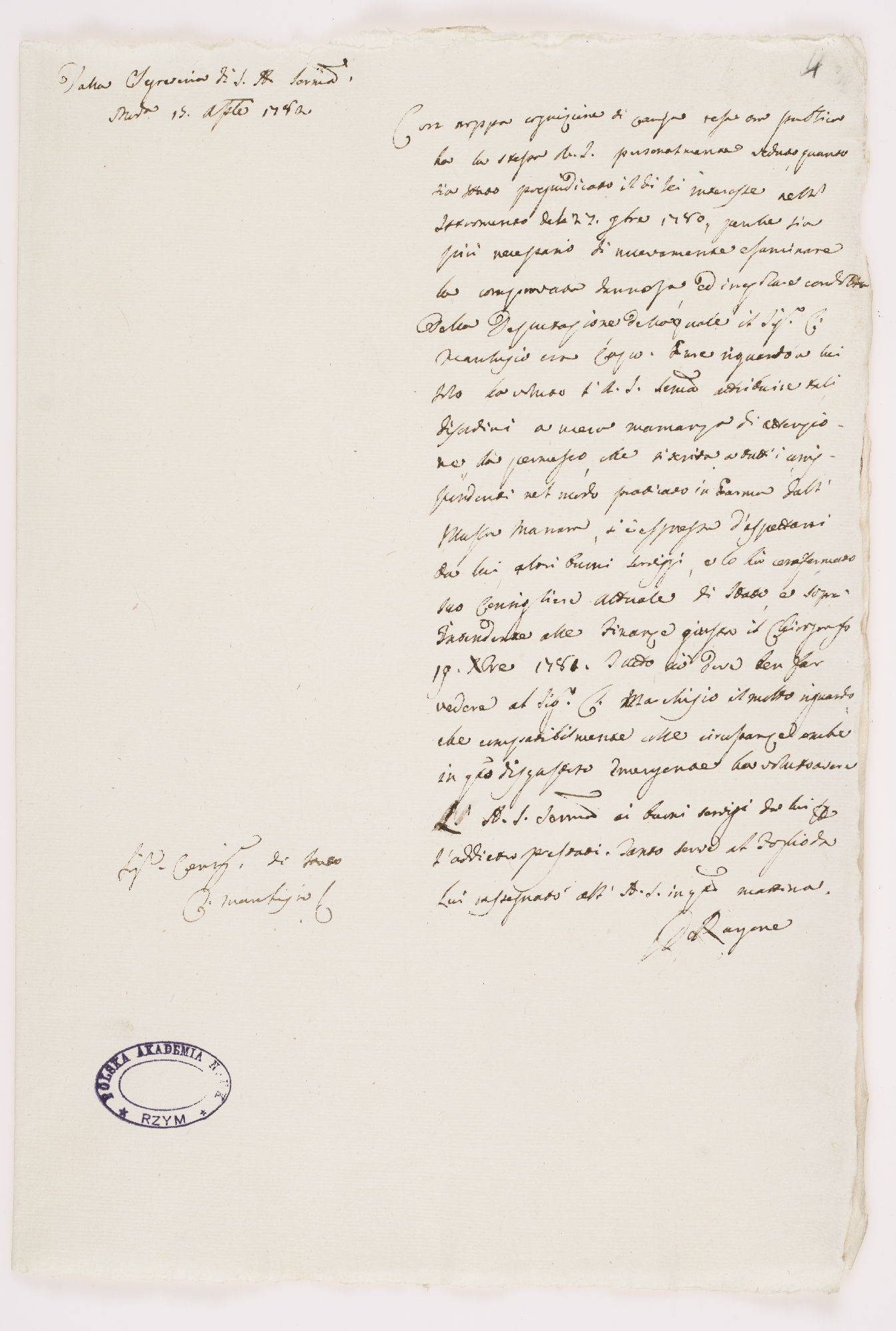 Con [one illegible word] cognizione [incipit]