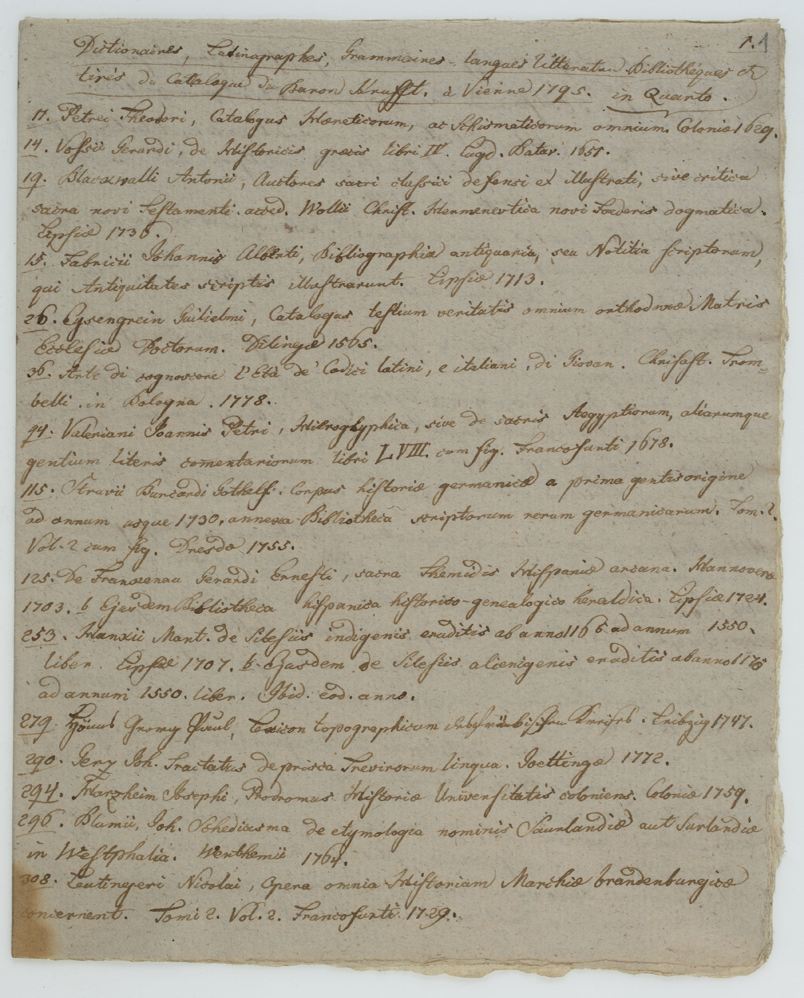 Dictionnaires, Latinographes, Grammaires (...) [title]