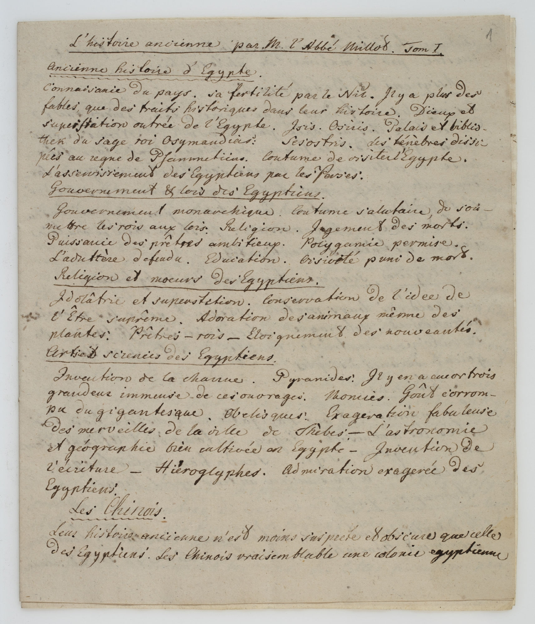 L’histoire ancienne par M. L’Abbé Millot Tom I [title]