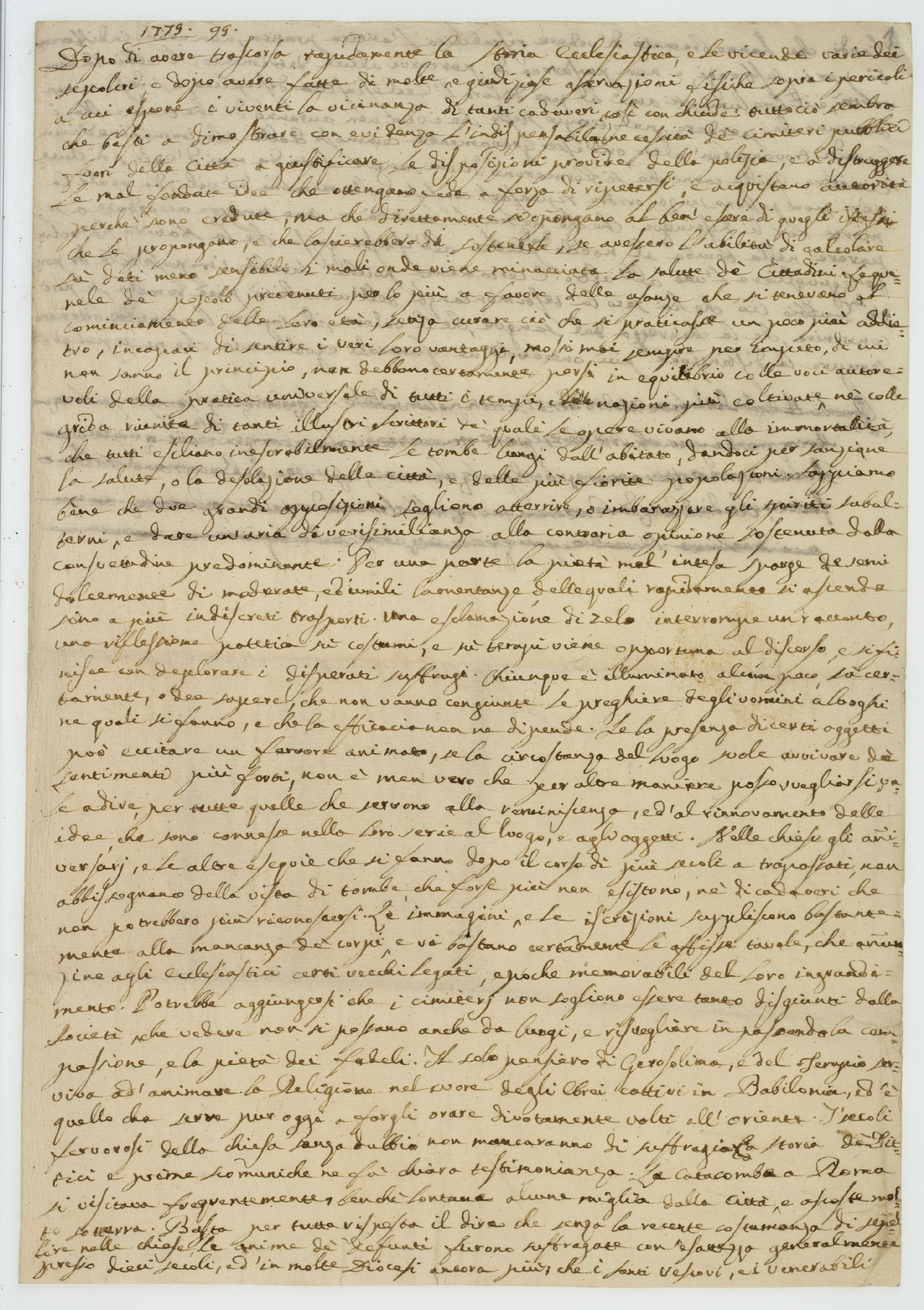 Dopo di avere trascorsa rapidamente la Storia Ecclesiastica, e le vicende varie dei sepolcri [incipit]   