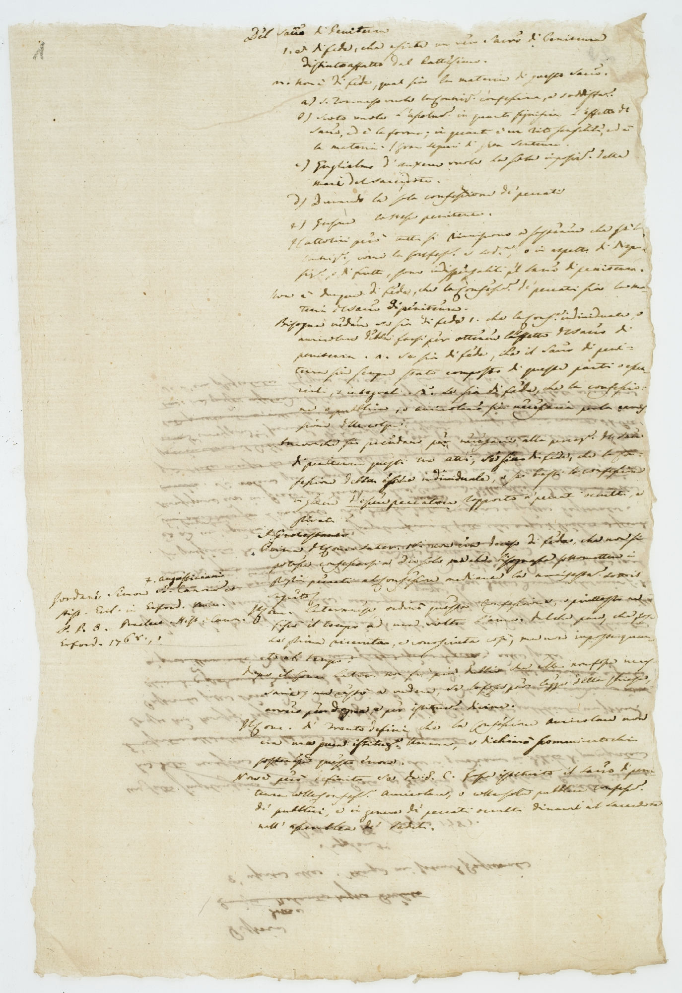 Del Sacro [?] di Penitenza [incipit p.1]; Pistoia. Questo Malante nostro Prelato [?] [incipit p.2]