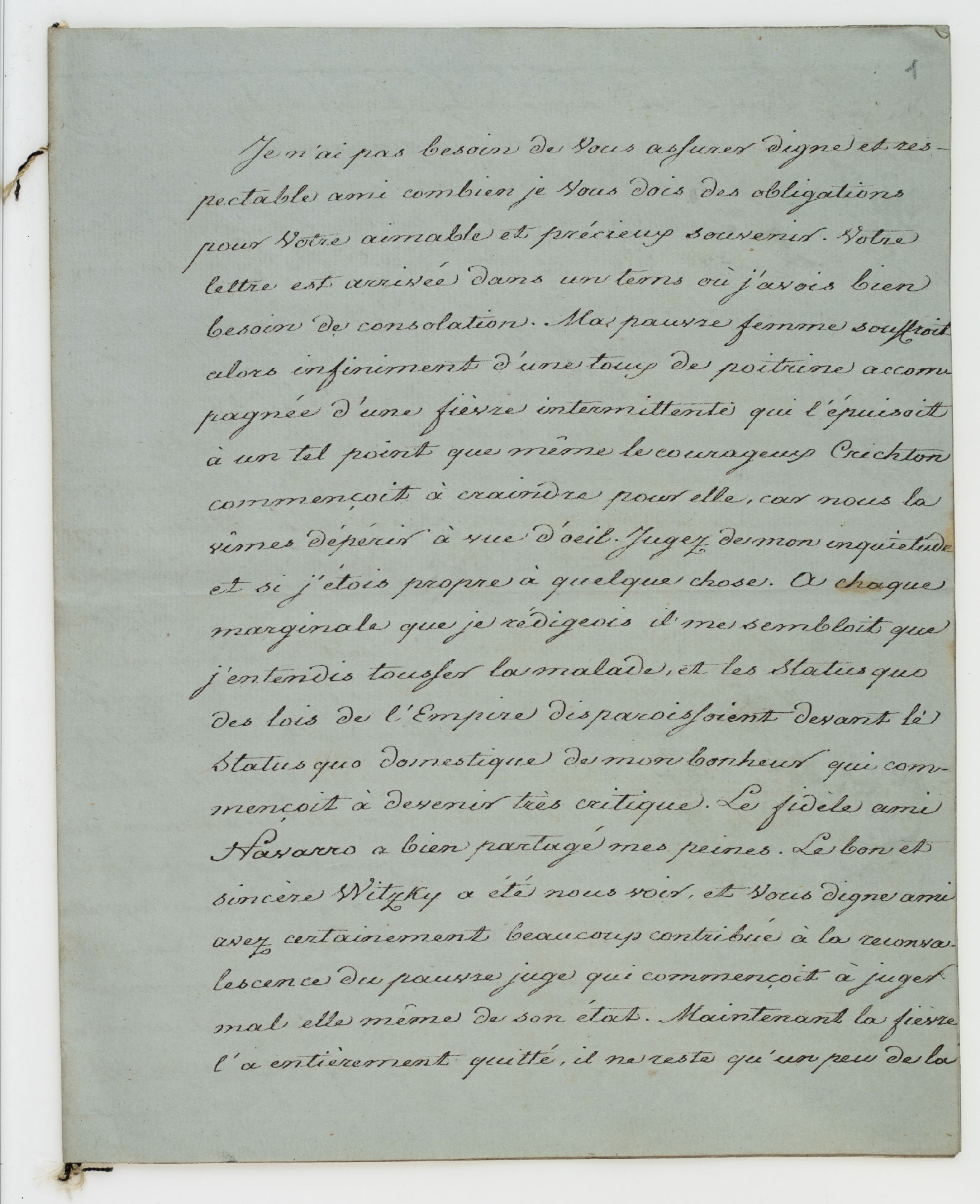 Je n’ai pas besoin de Vous assurer digne et respectable ami [incipit] 