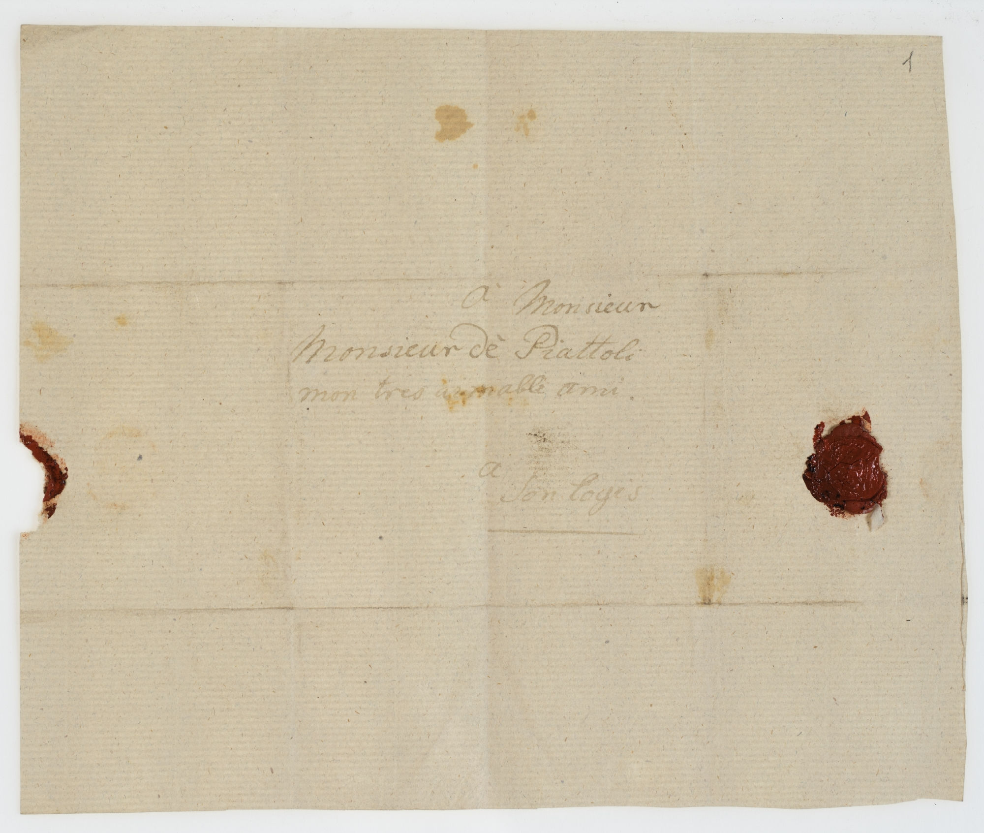 À Monsieur dè Piattoli mon tres aimable ami [incipit]