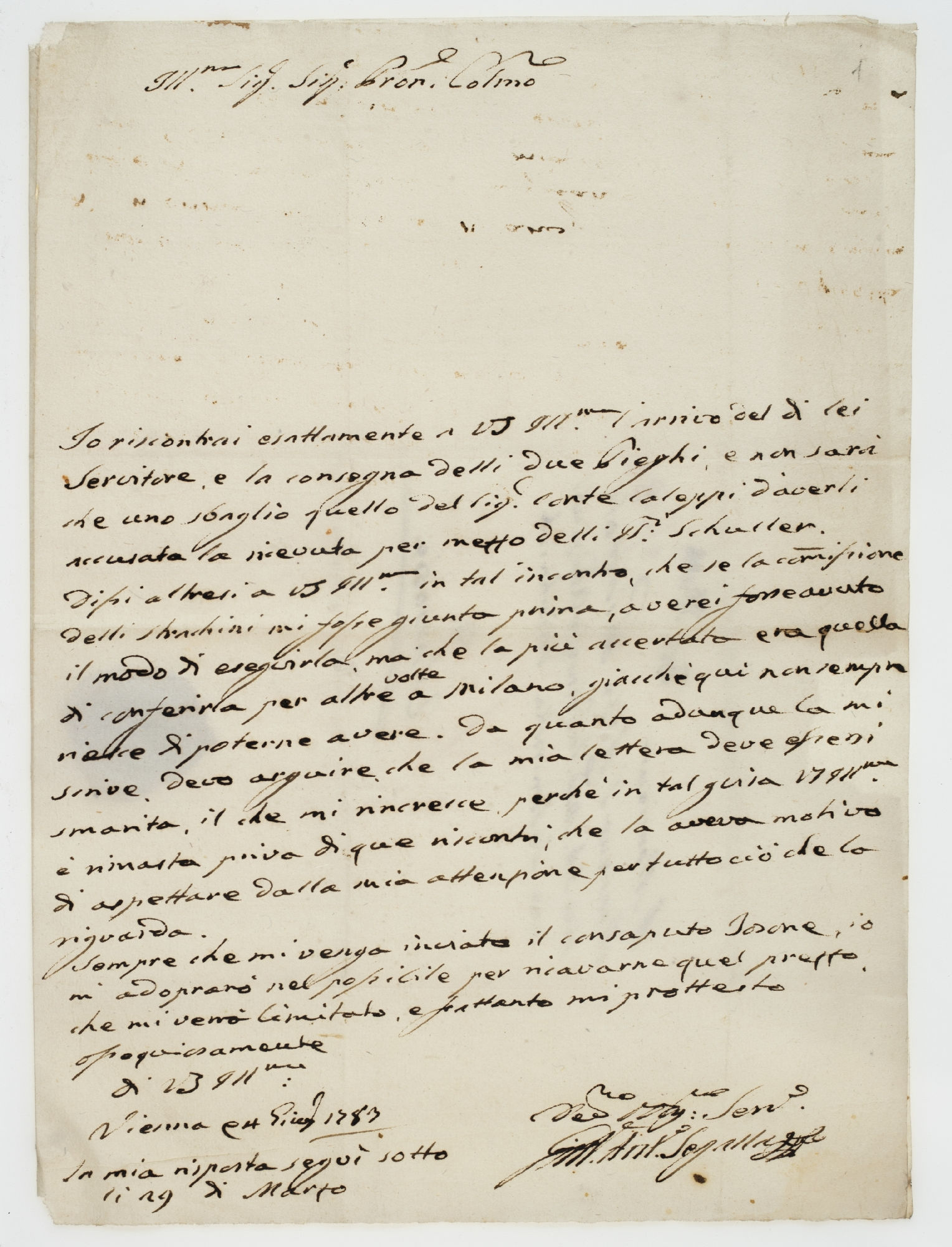 Io riscontrai esattamente [incipit]