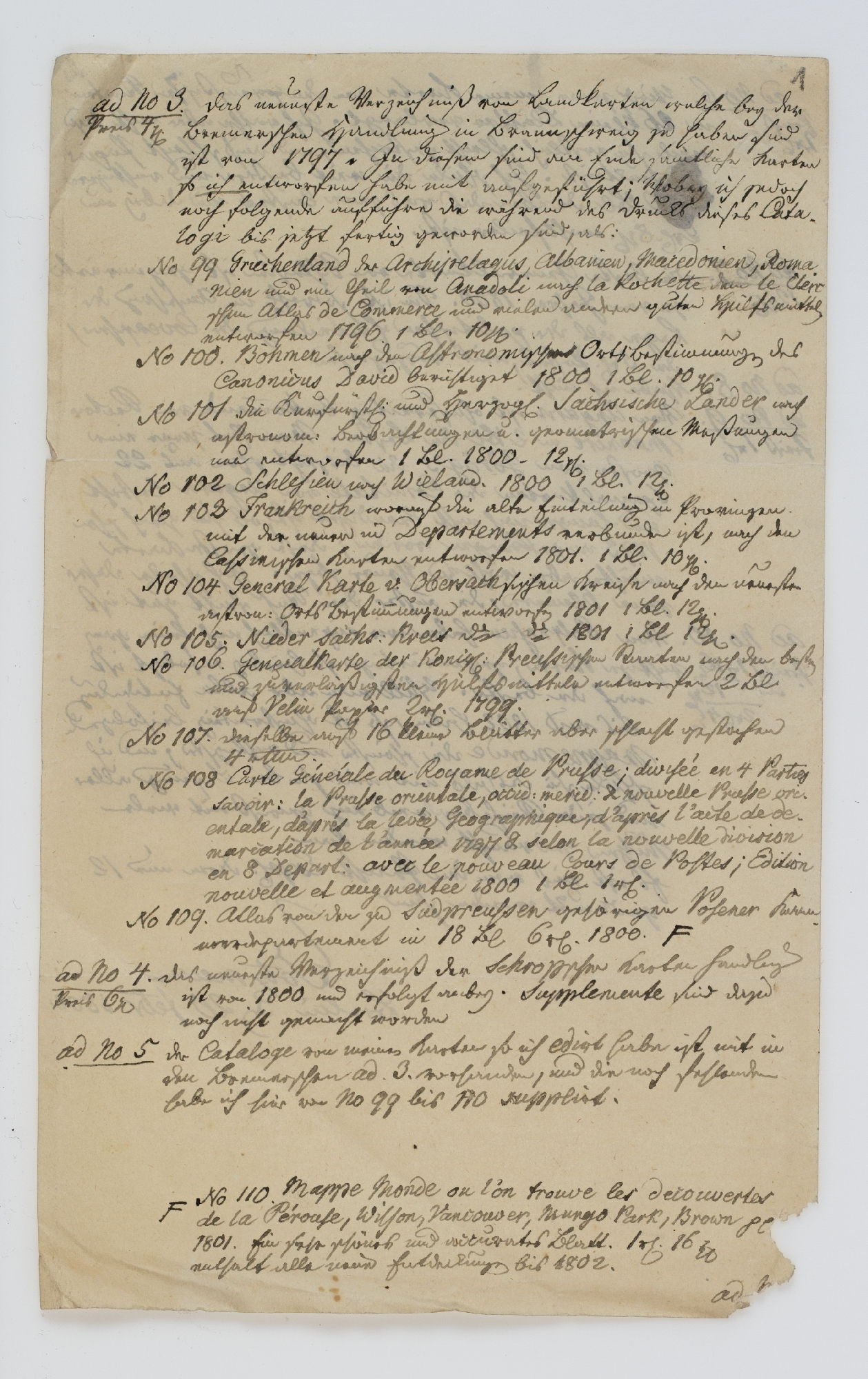 ad no 3. Das neueste Verzeichniß von Landkarten [incipit]