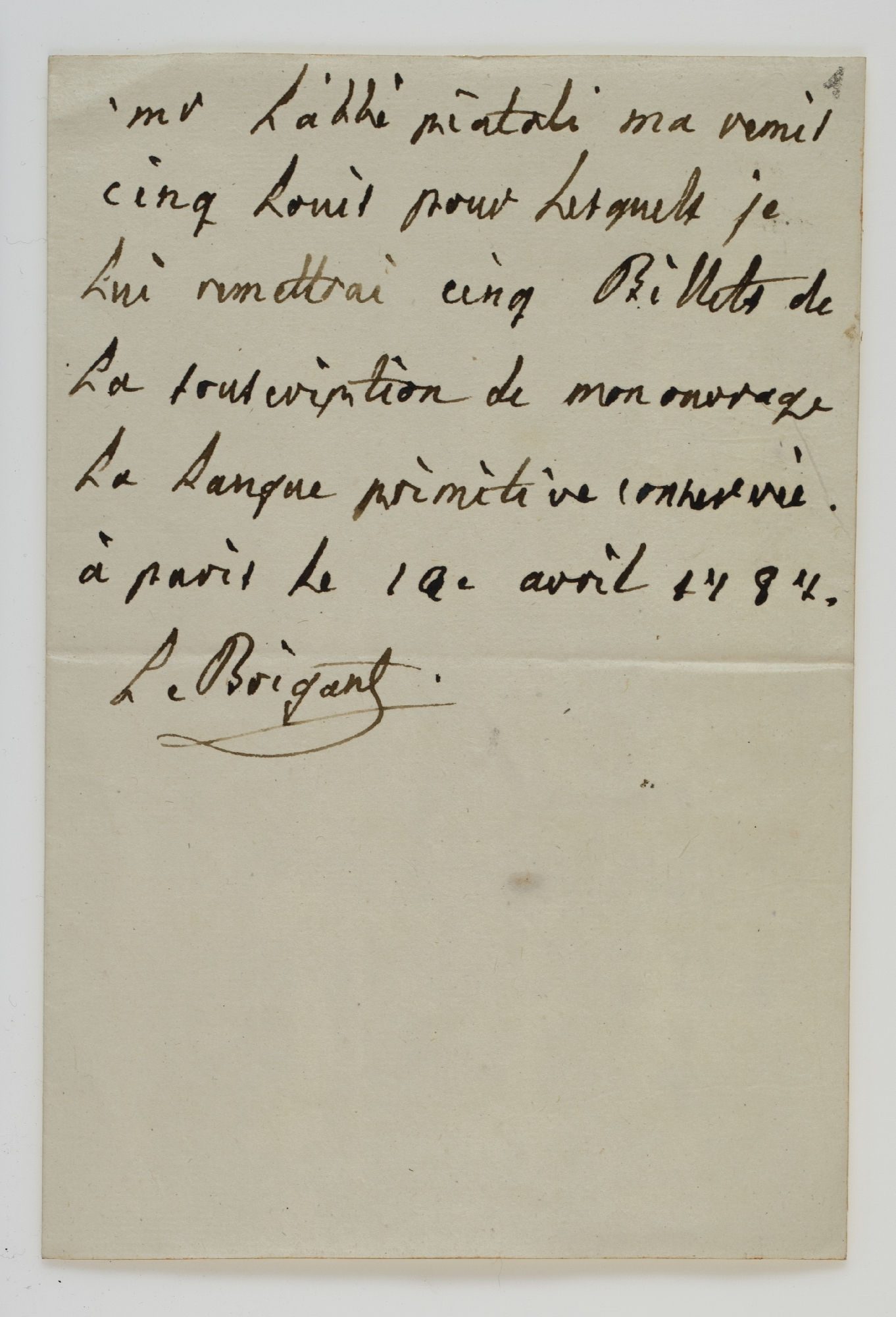 mr L’abbé piatoli [!] ma [!] remit cinq Louis [incipit]