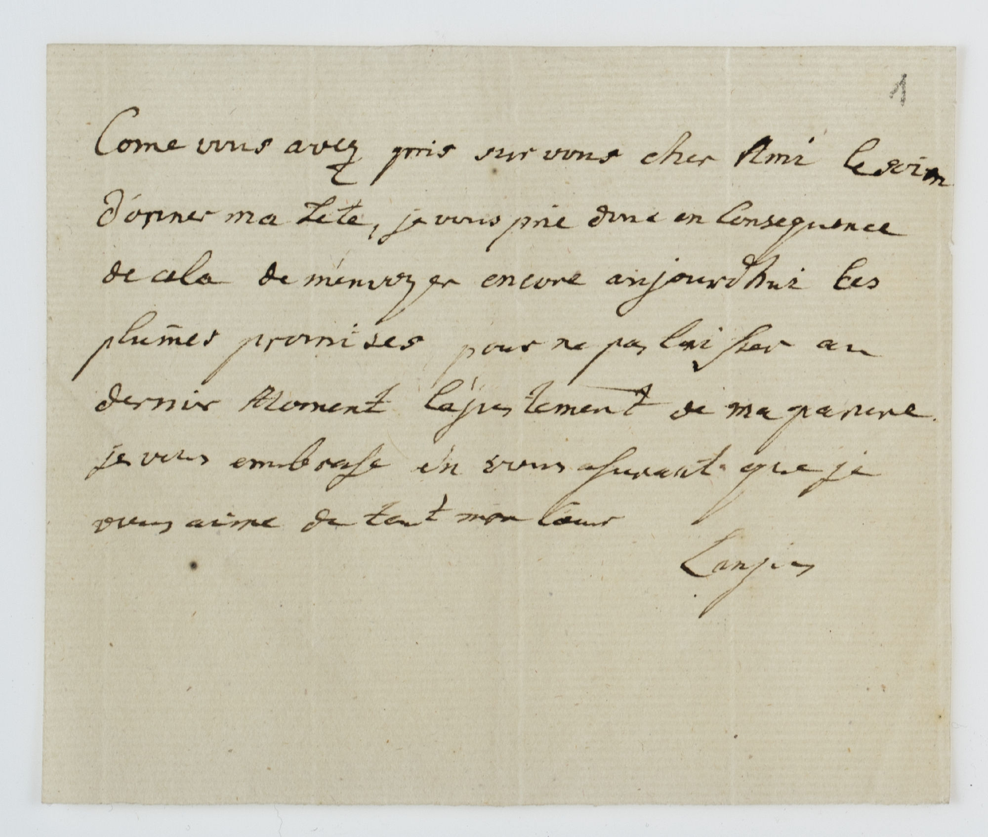 Come [!] vous avez pris sur vou cher Ami [incipit]