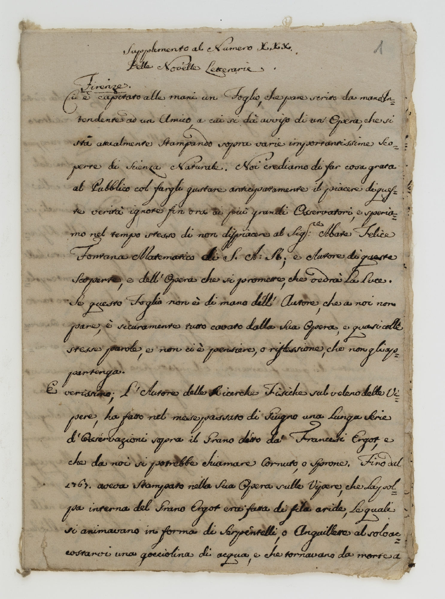 Supplemento al Numero XXX Della Novella Letteraria [title]