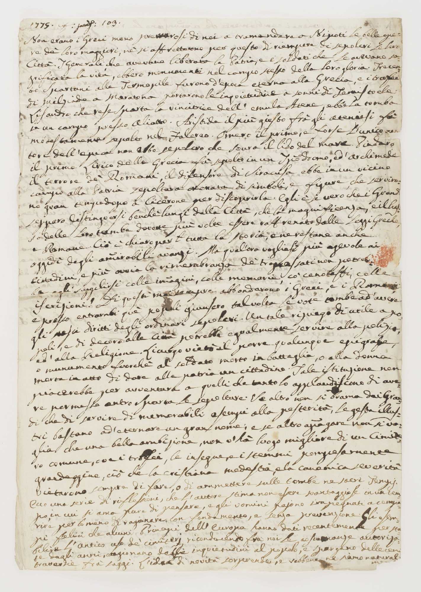 1775 [...] pag: 103. Non erano i Greci meno [incipit]