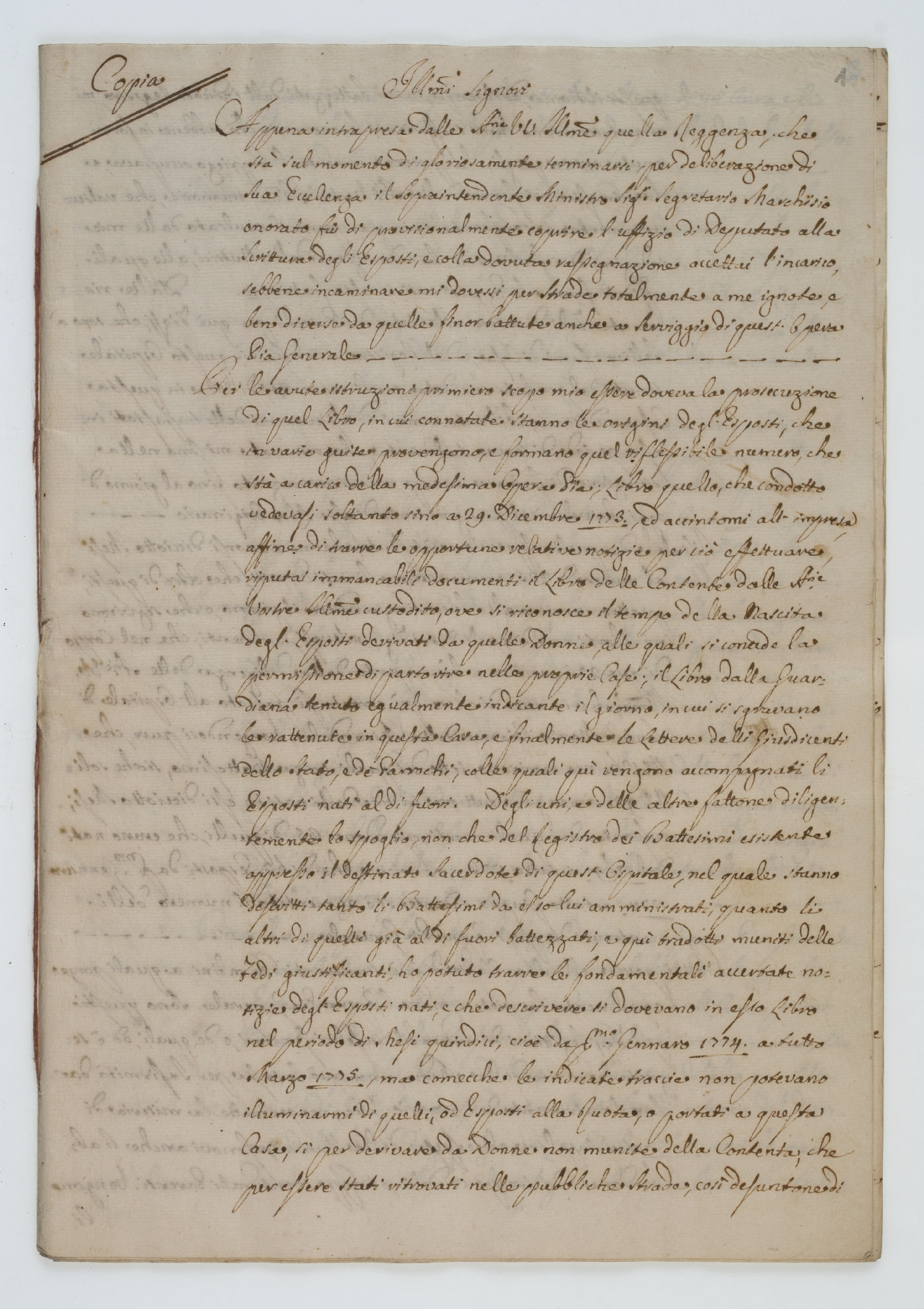 Ill[ustrissi]mi Signori // Appena intrapresa [incipit]