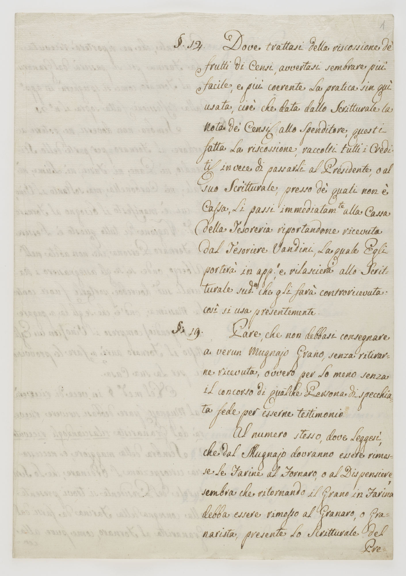 §14 Dove trattasi della riscossione de’ frutti di Censi [incipit]