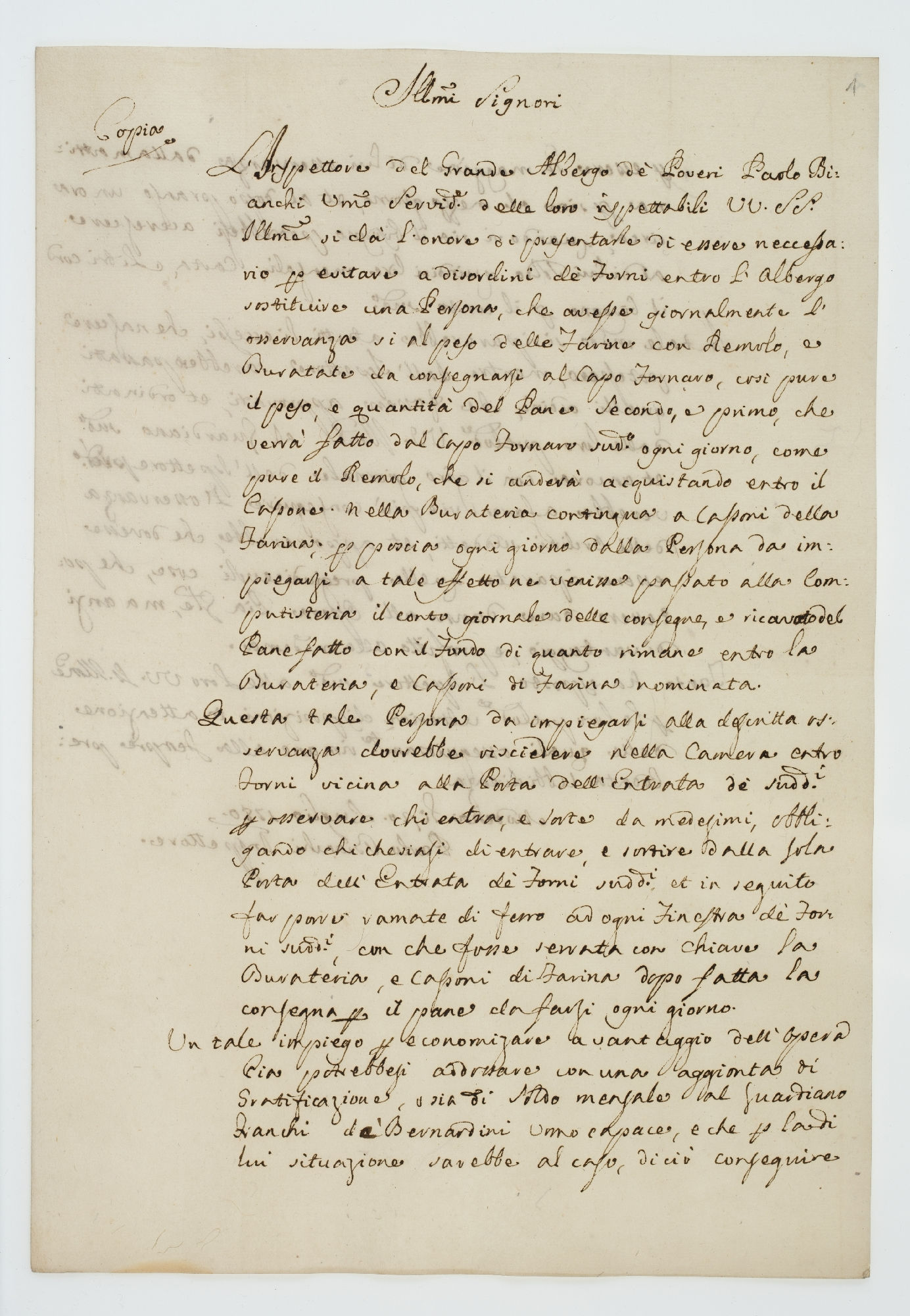 Copia/L’Inspettore del Grande Albergo de’ Poveri Paolo Bianchi [incipit]