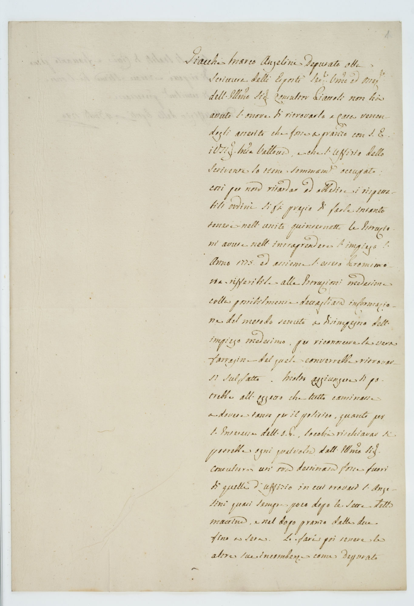 Giacche Marco Angelini deputato alla scrittura delli Esposti [incipit]