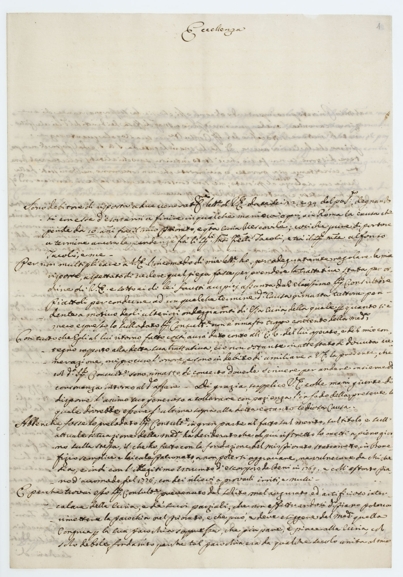 Eccellenza.//Sono debitore di risposta [incipit]