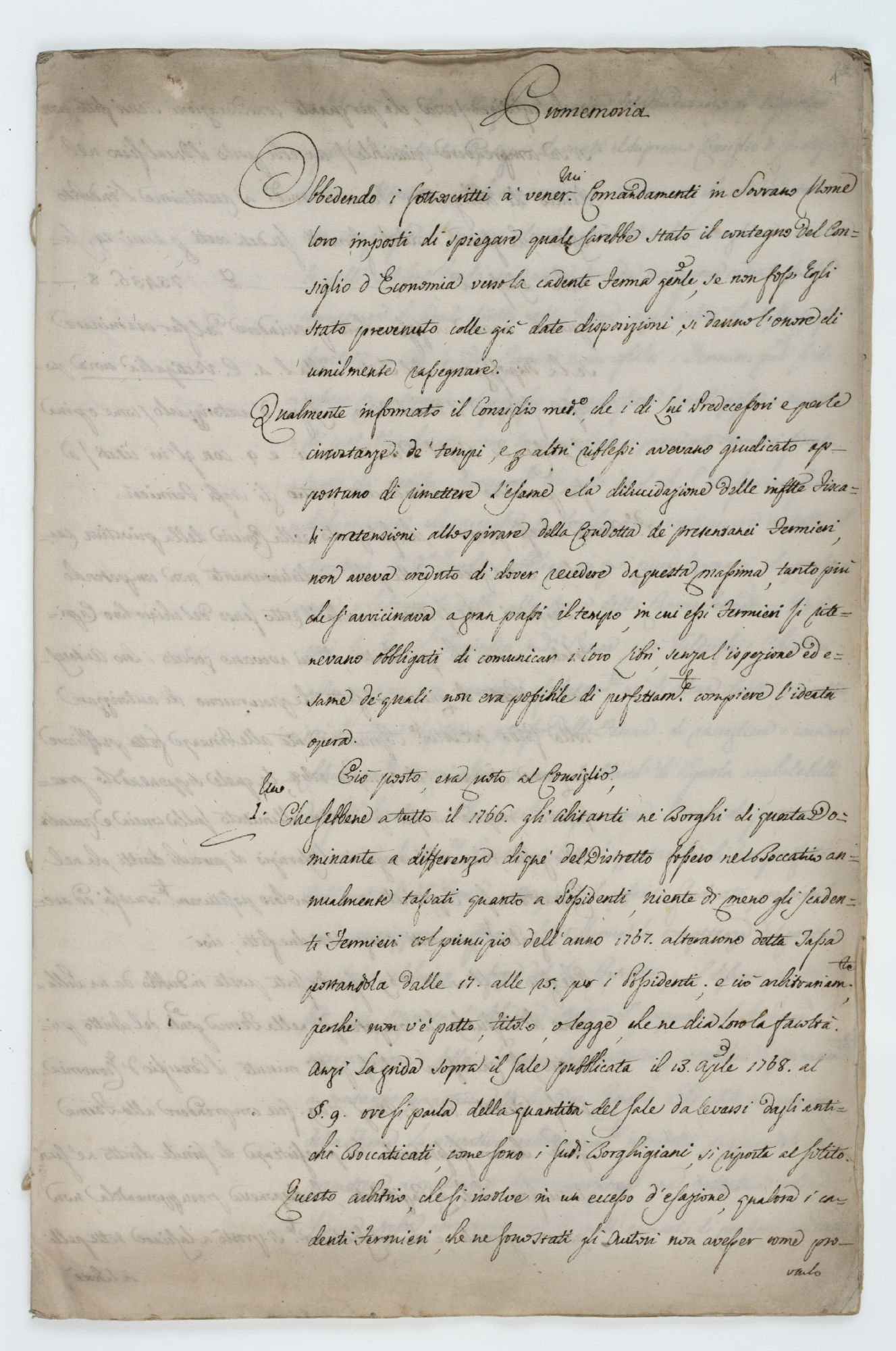 Promemoria. Obbedendo i sottoscritti a vener.mi Comandamenti in Sovrano Nome loro imposti di spiegare [incipit p. 1] Promemoria. Due sono i Contratti ultimam.te celebrati [incipit p. 8]