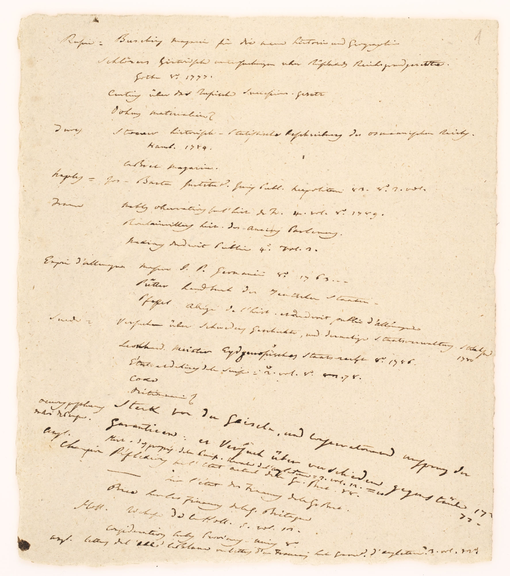 Russie = Busching Magazin fur die neue historie und geographie [incipit]