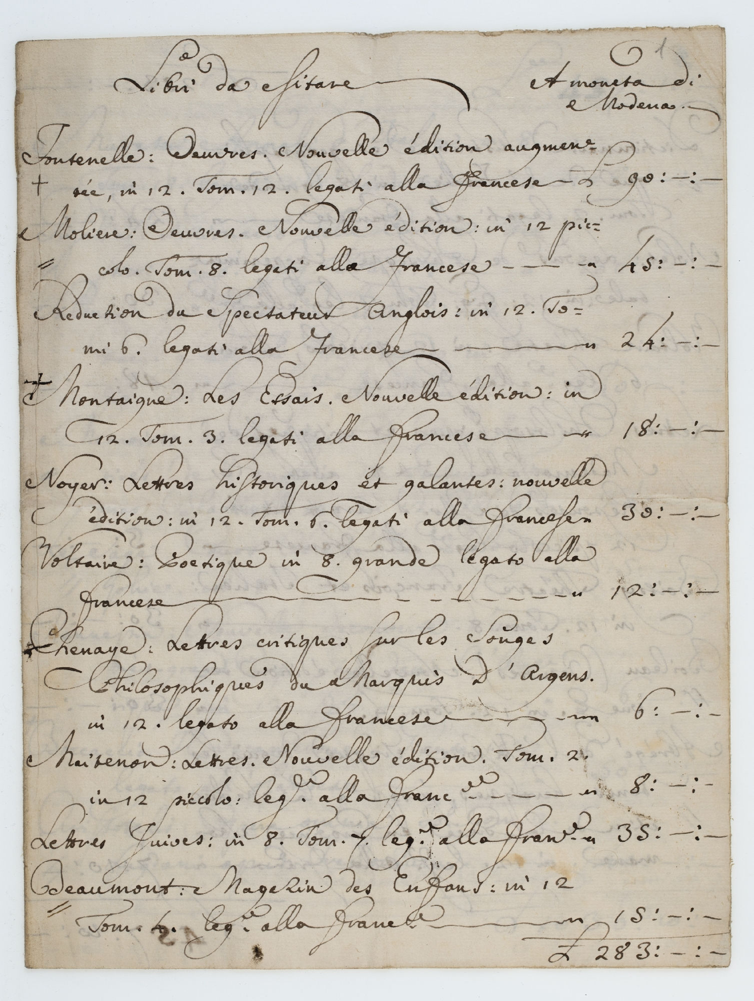 Libri da esitare A moneta di Modena [title]