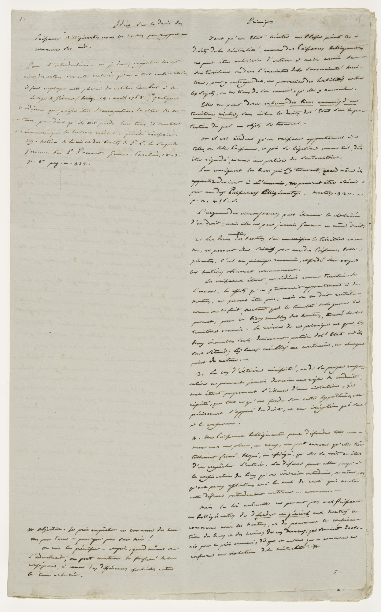 1. Idees sur le droit. [title, p.1]; 2. Droit maritime. Idees et extraits. [title, p.5]; 3. Code maritime. [title, p.9]; 4. Droit maritime. Extraits de Galliani p. 415. [title, p.13]; 5. Droit maritime. Extr. [title, p. 14]; 6. Droit maritime. [title, p. 18]; 7. Droit maritime. [title, p.22]