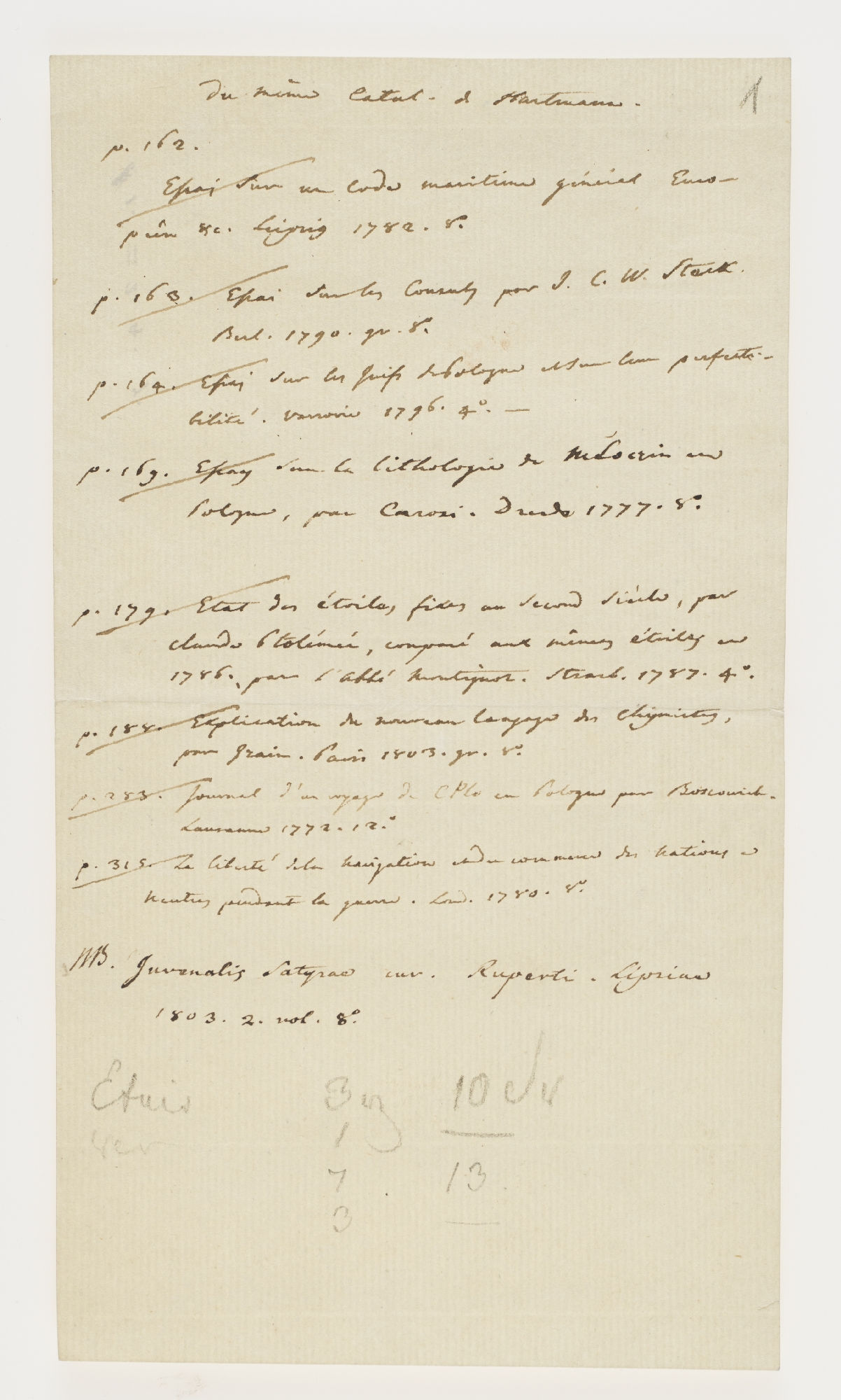 Du meme Catal. d. Hartmann [title]