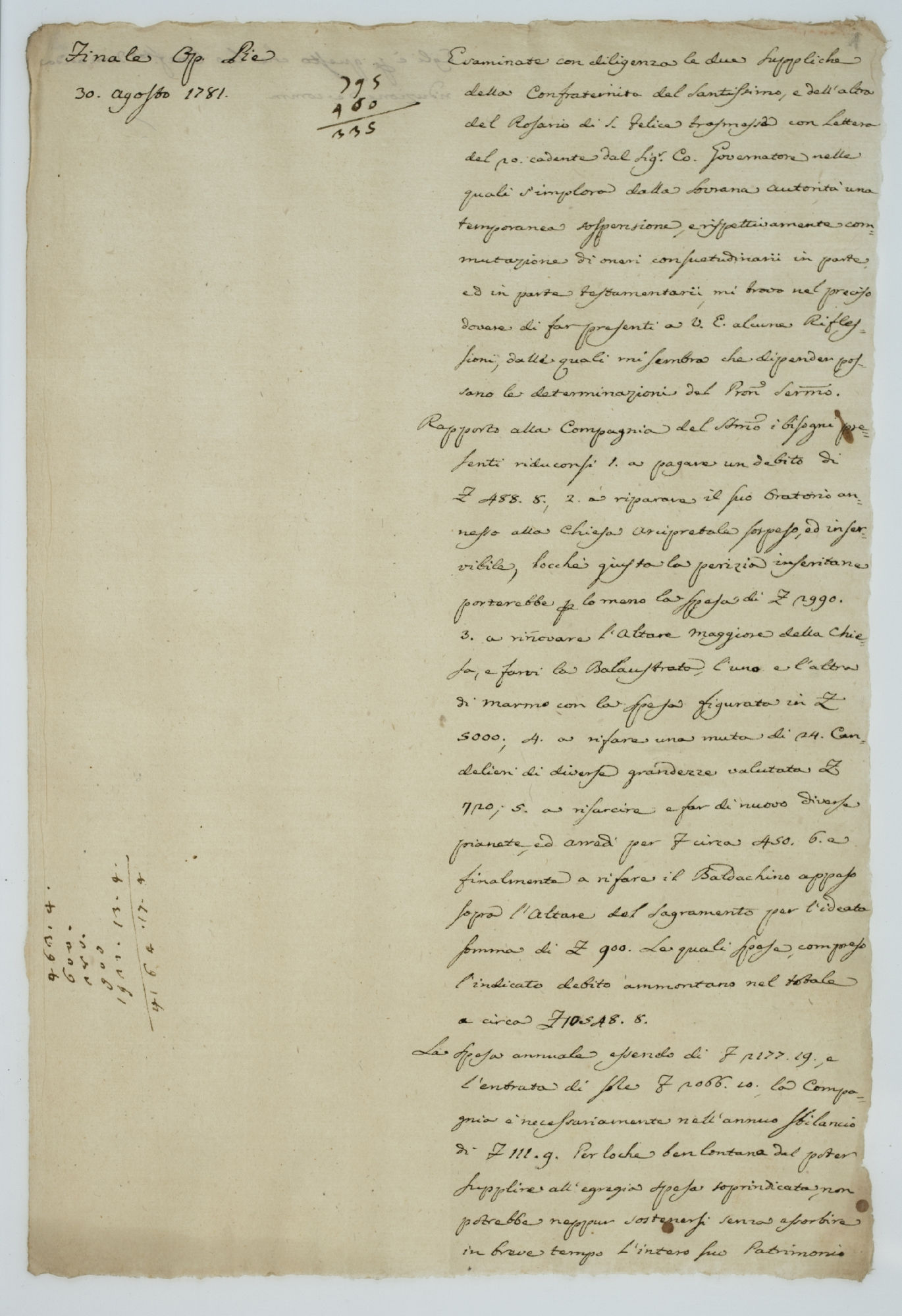 Finale Op. Pia. 30 agosto 1781. Esaminate con diligenza le due suppliche [incipit]