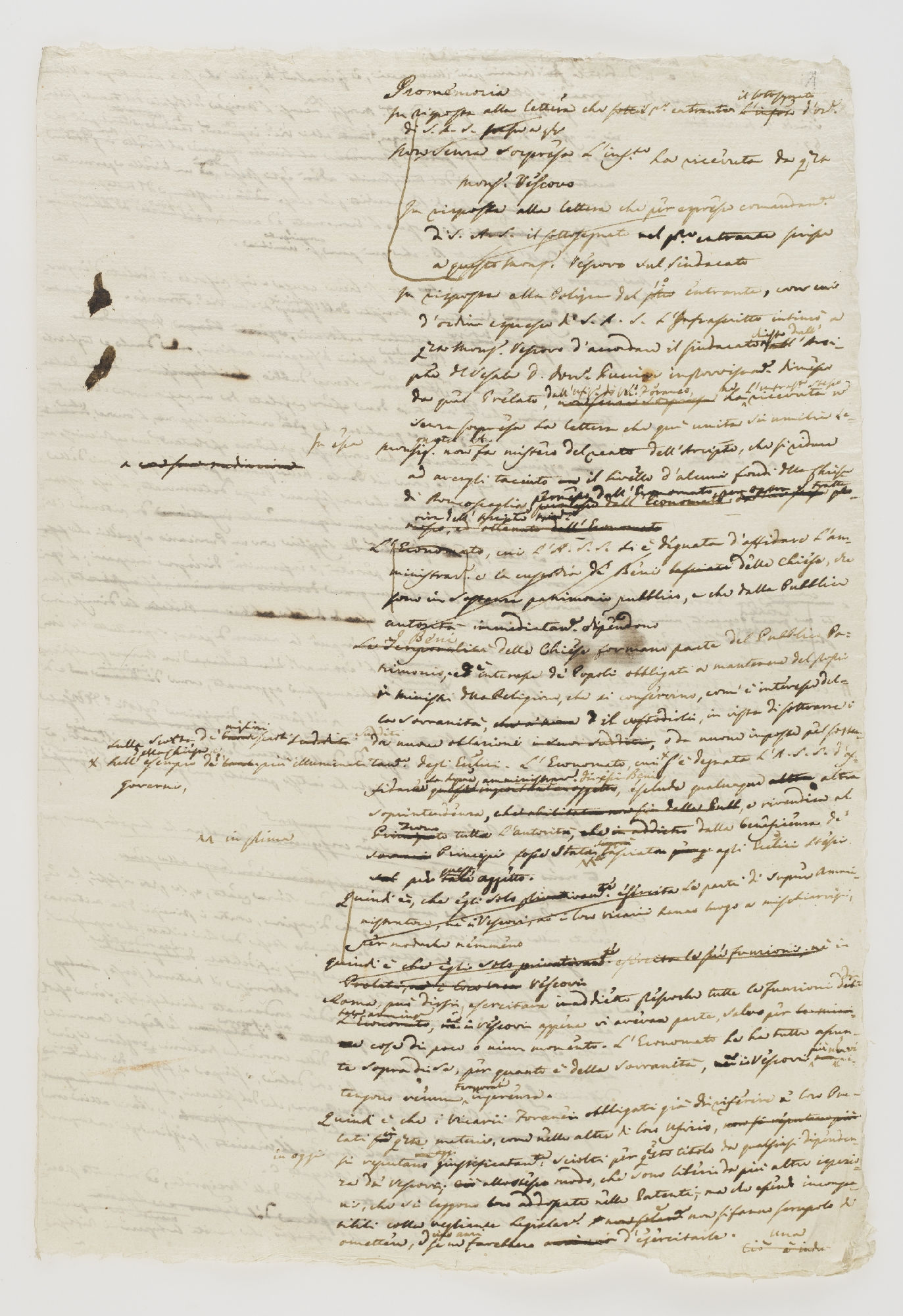 Promemoria. In risposta alla lettera [incipit]