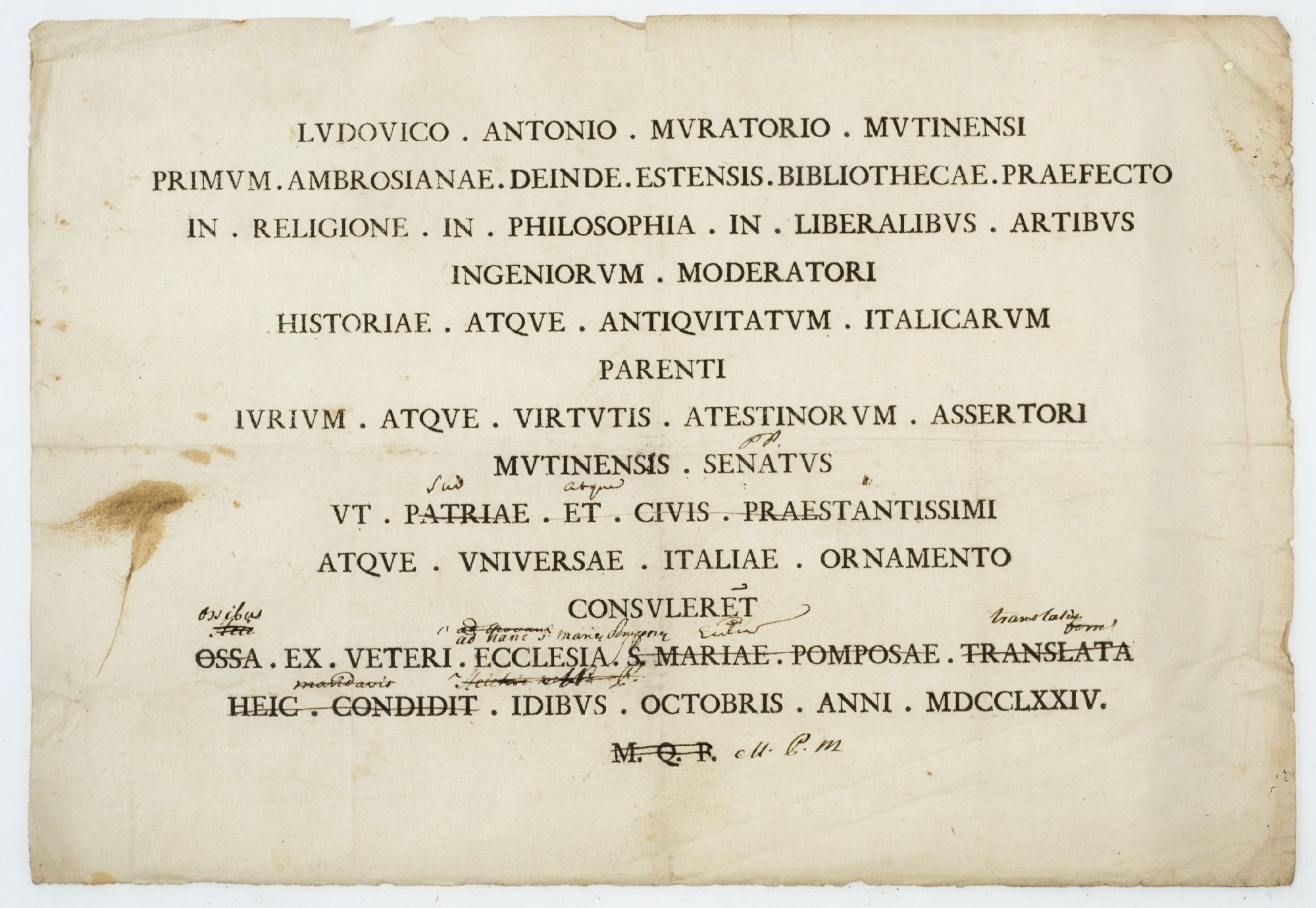 Ludovico Antonio Muratorio Mutinensi [incipit[