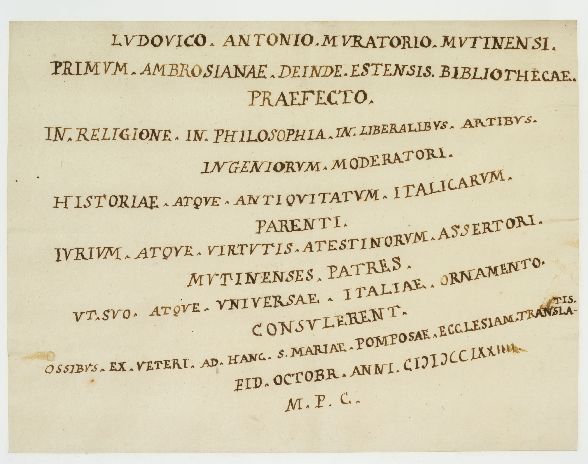 Ludovico Antonio Muratorio Mutinensi [incipit]