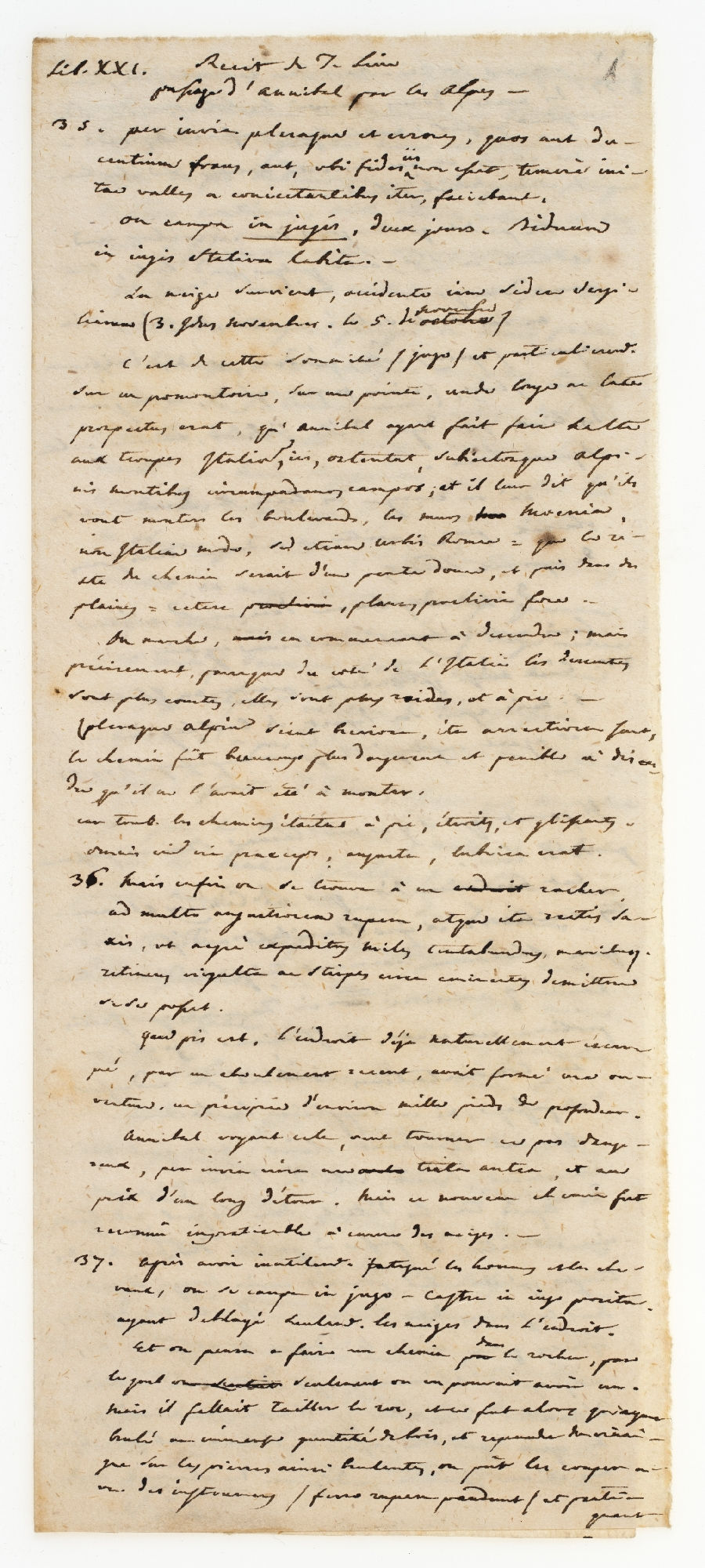 Lib. XXI. Recit de T. Live passage d'annibal par les Alpes [title]