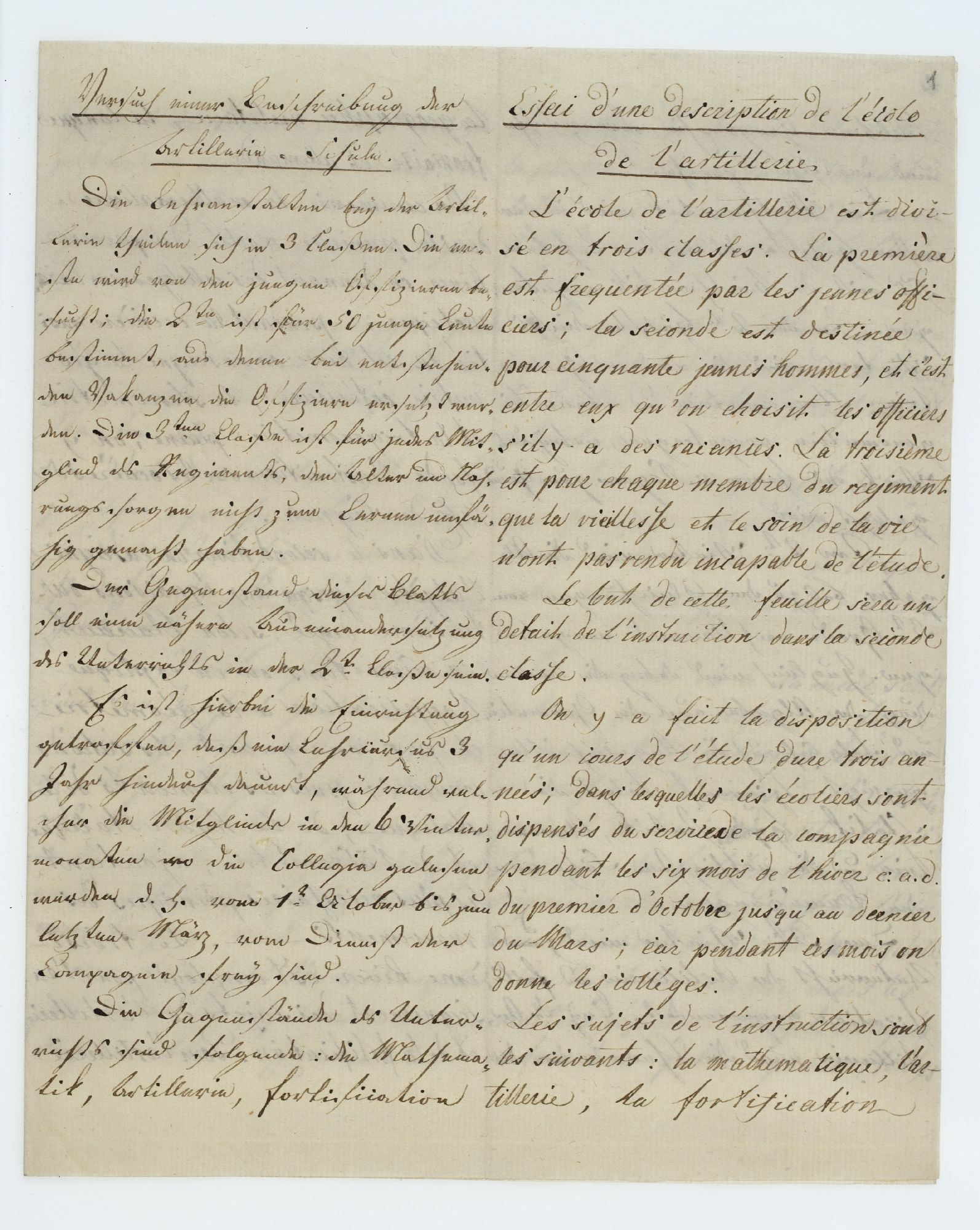 Versuch einer Beschreibung der Artillerie-Schule / Essai d'une description de l'école de l'artillerie [title]