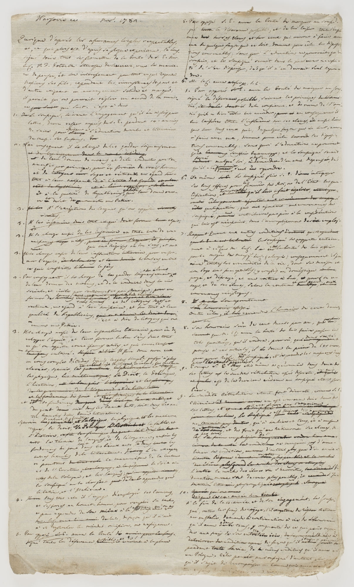 Warsovie [!] ce Nov. 1781 [incipit]