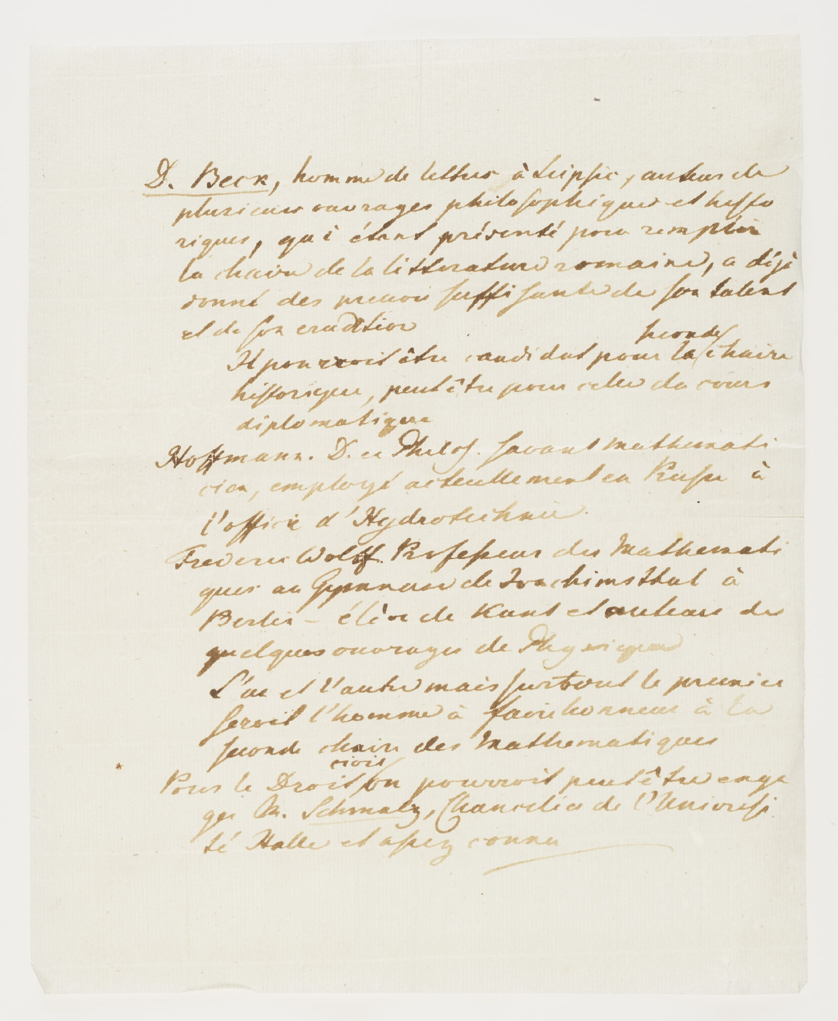 D. Beck, homme de lettres à Leipsic, auteur de plusieurs ouvrages [incipit]