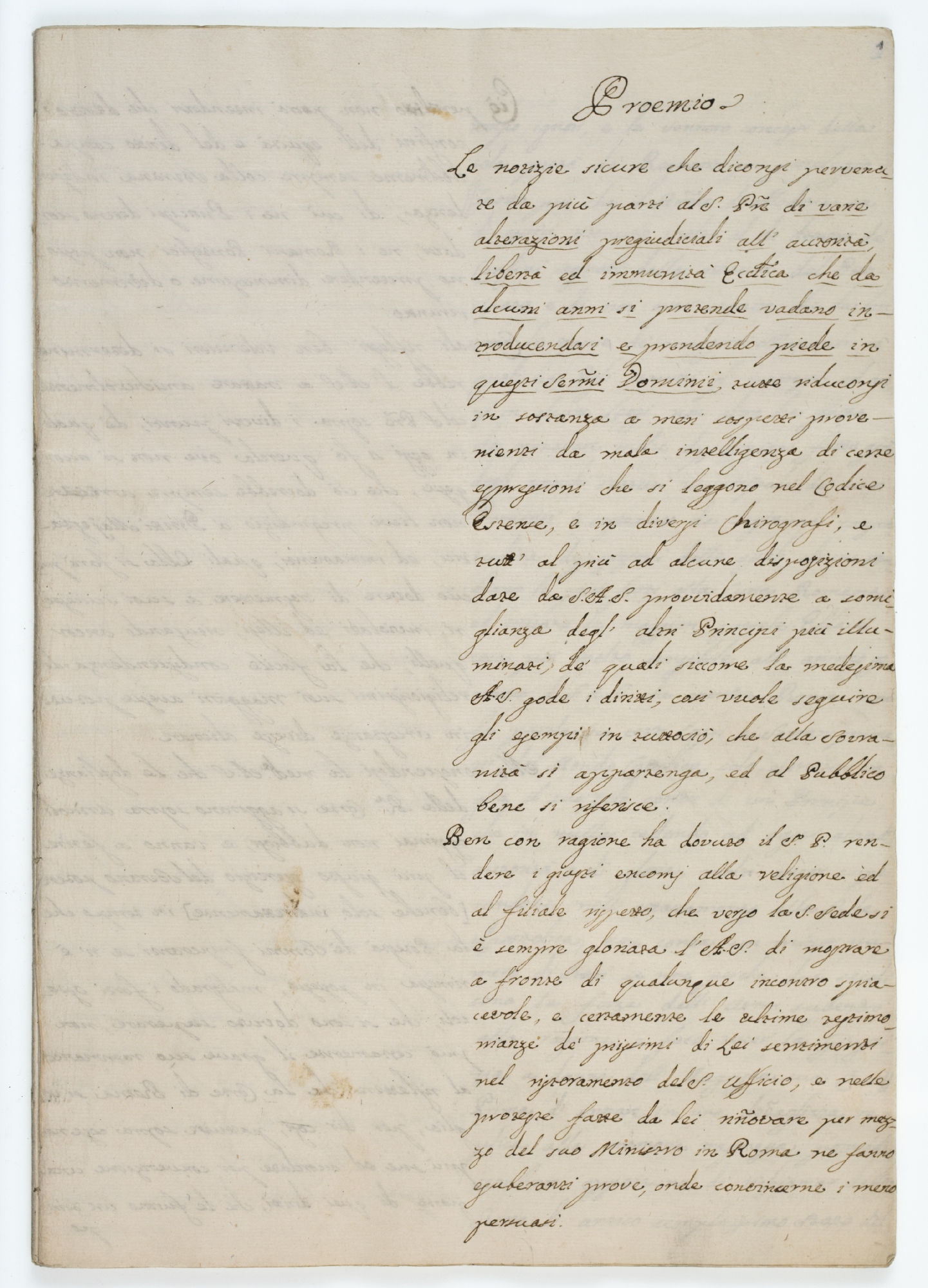 Proemio. Le notizie sicure che diconsi pervenate da più parti [incipit]