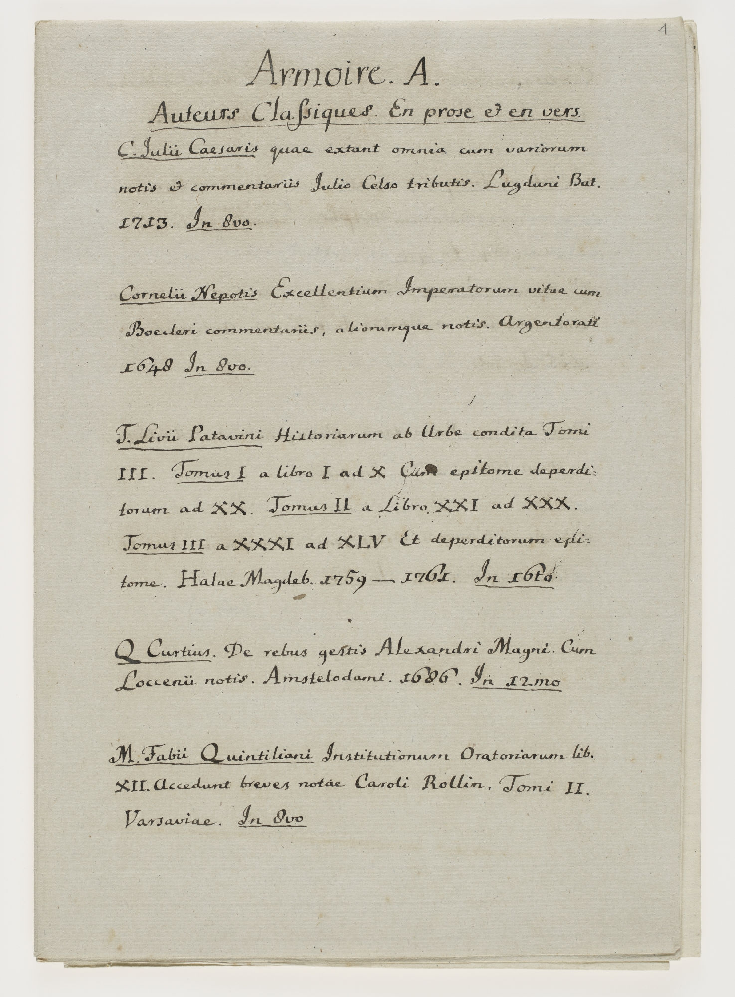 Armoire A. Auteurs Classiques. En prose et en vers [title]