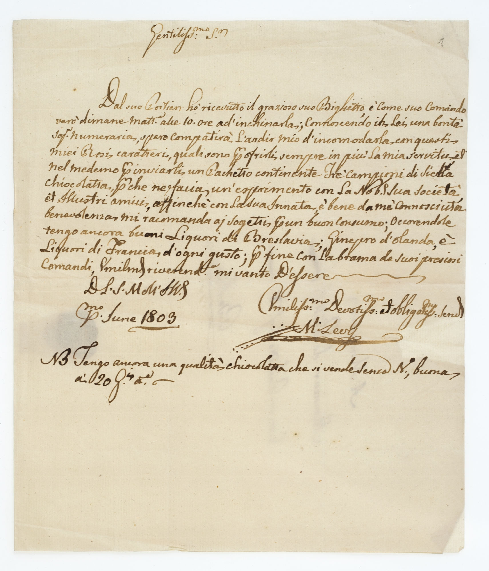 Gentiliss.mo S.r [incipit]