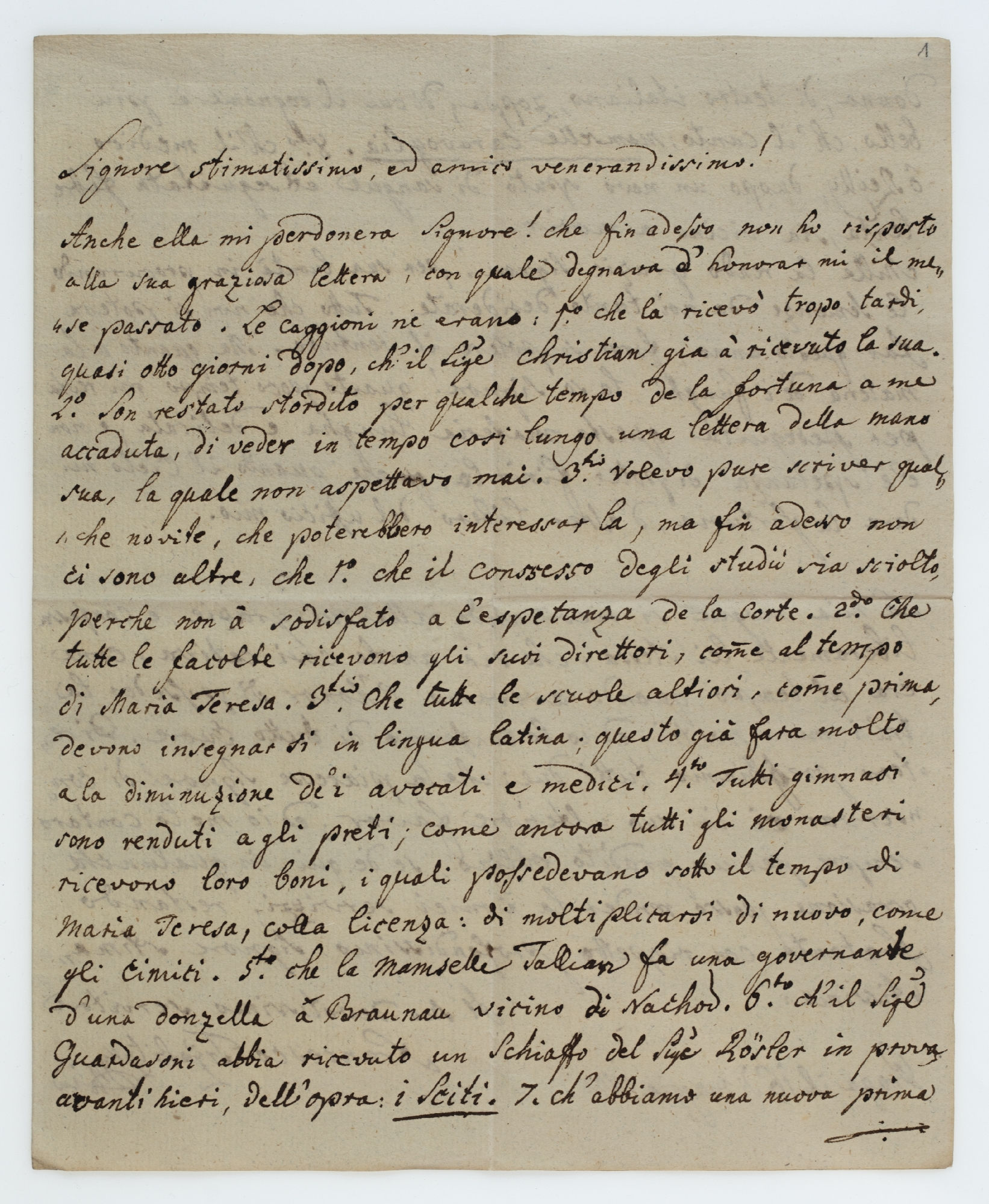 Signore stimatissimo, ed amico veneratissimo! [incipit]
