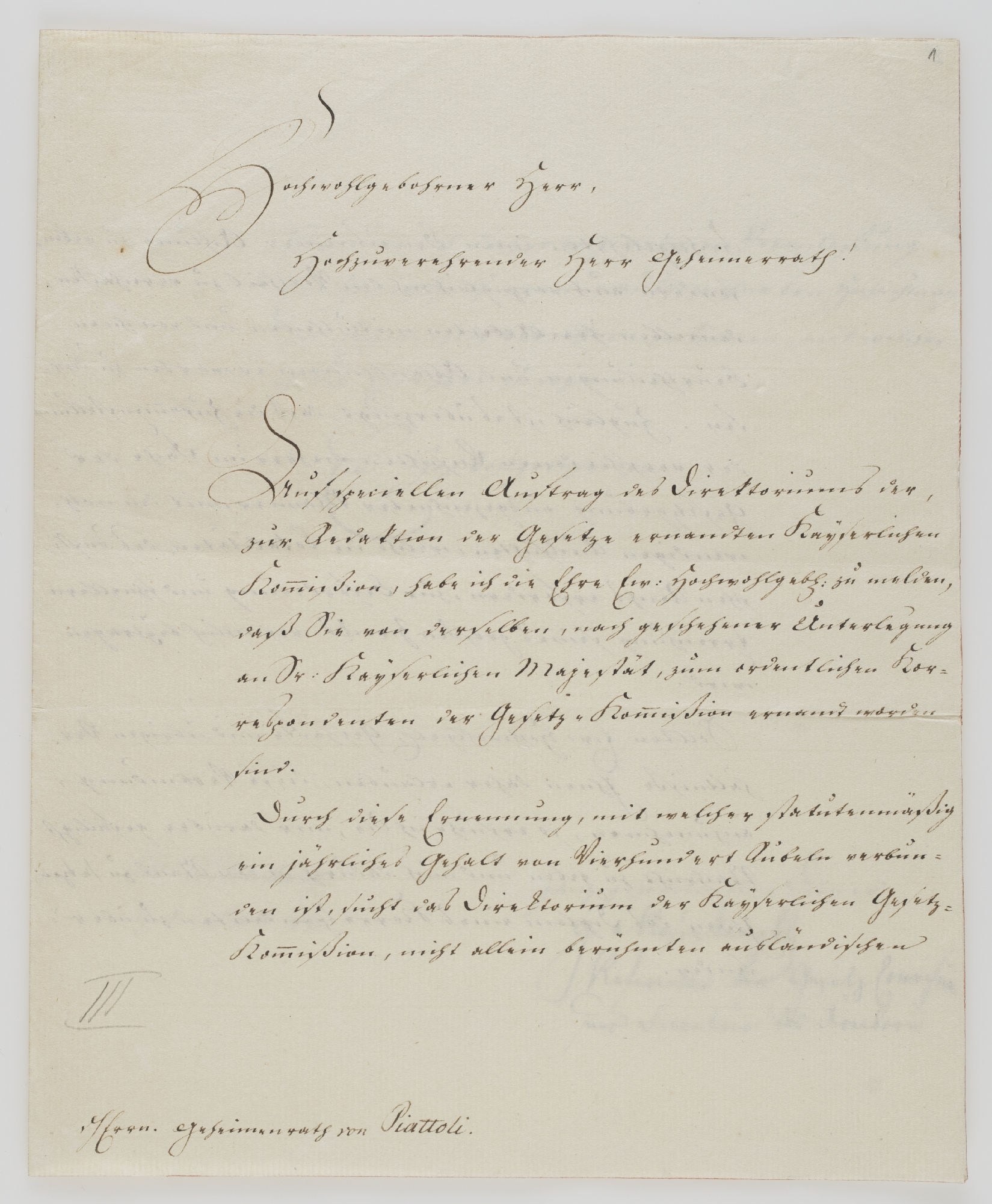 Hochwohlgeborener Herr, Hochzuverehrender Herr Geheimerrath!