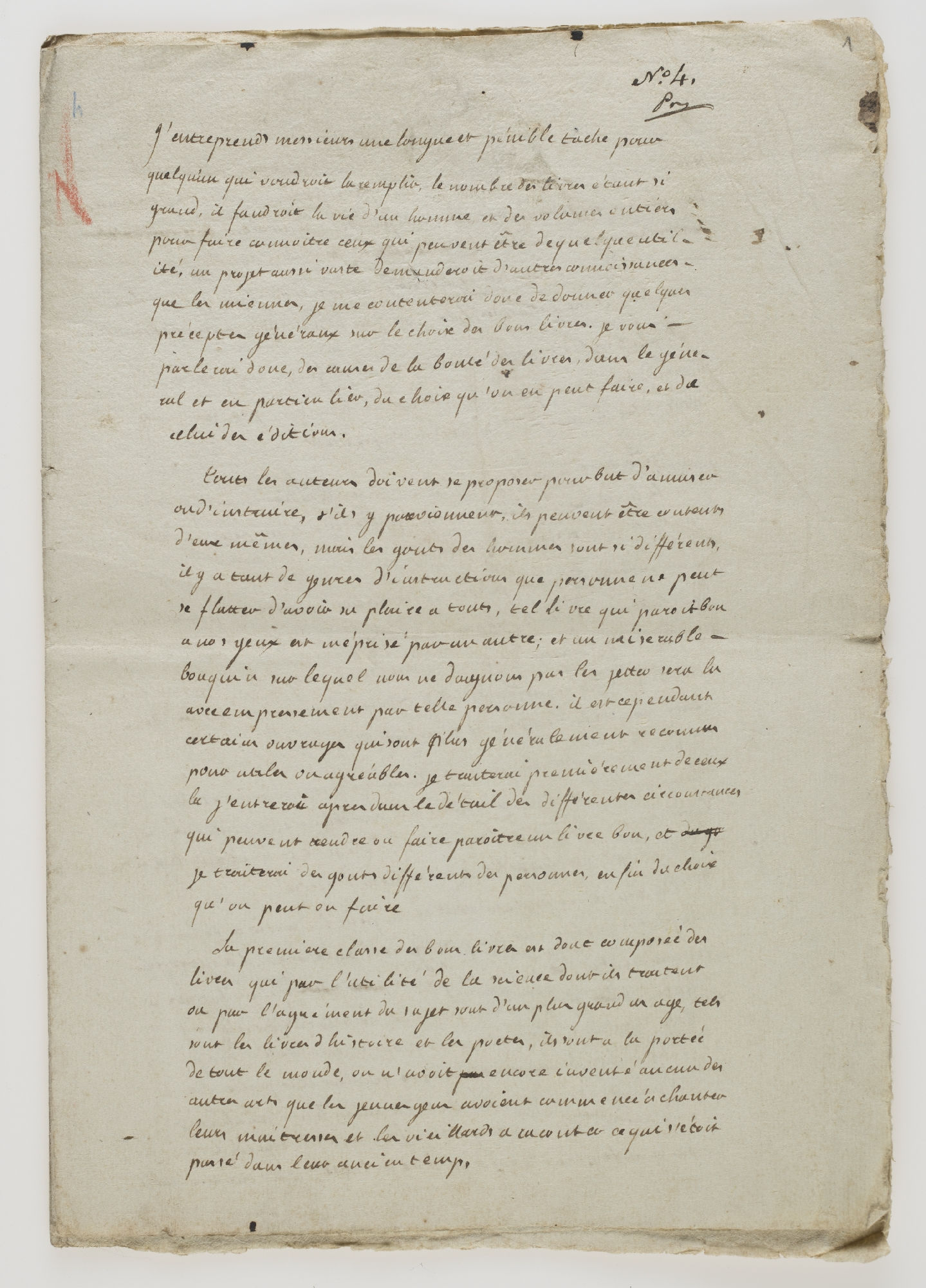 J'entreprends messieurs une longue et penible tache pour quelqu'un qui voudroit la remplir [incipit]