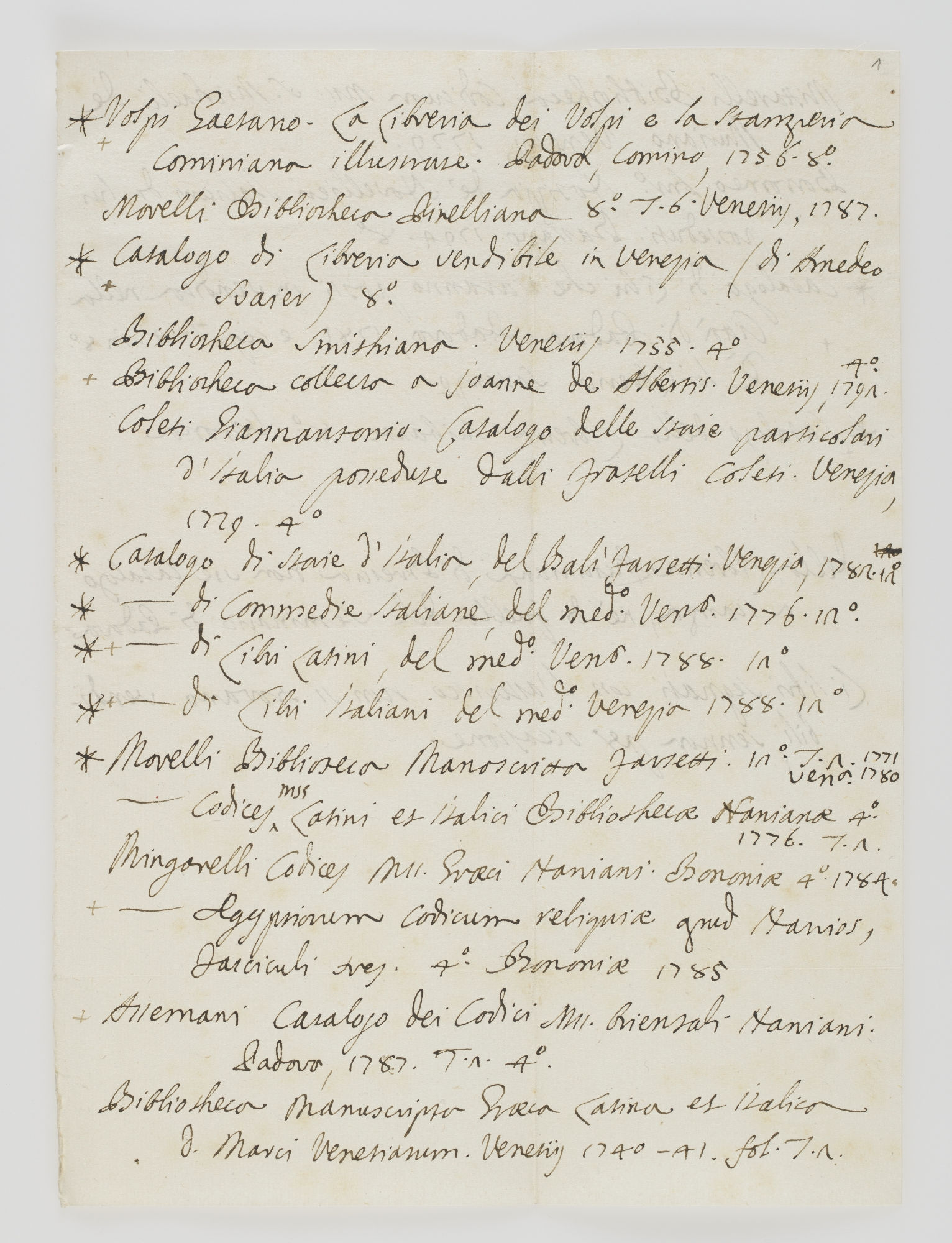 Volpi Gaetano. La Libreria dei Volpi e la Stamperia Cominiana illustrate. Padova, Comino, 1756. 8° [incipit]