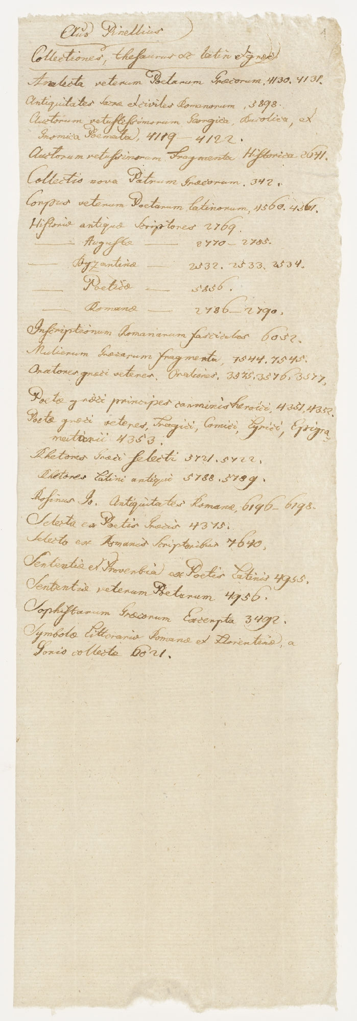 Aus Pinellius. Collectiones, thesaurus etc. latin et graec. [title]