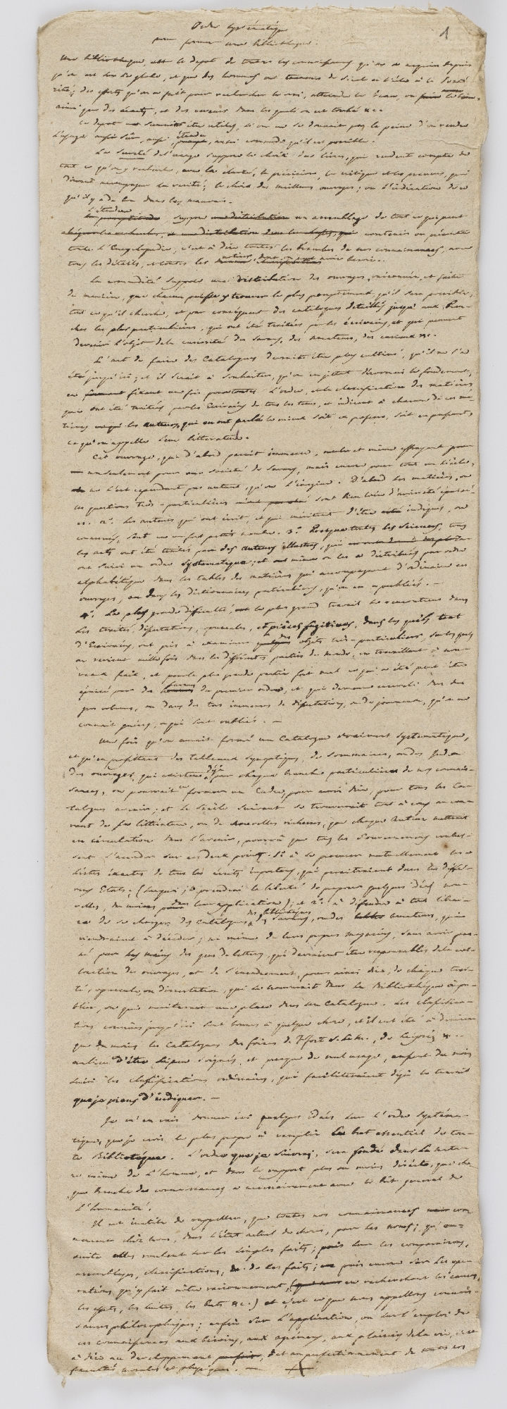 Ordre Systematique d'une Bibliotheque [title]