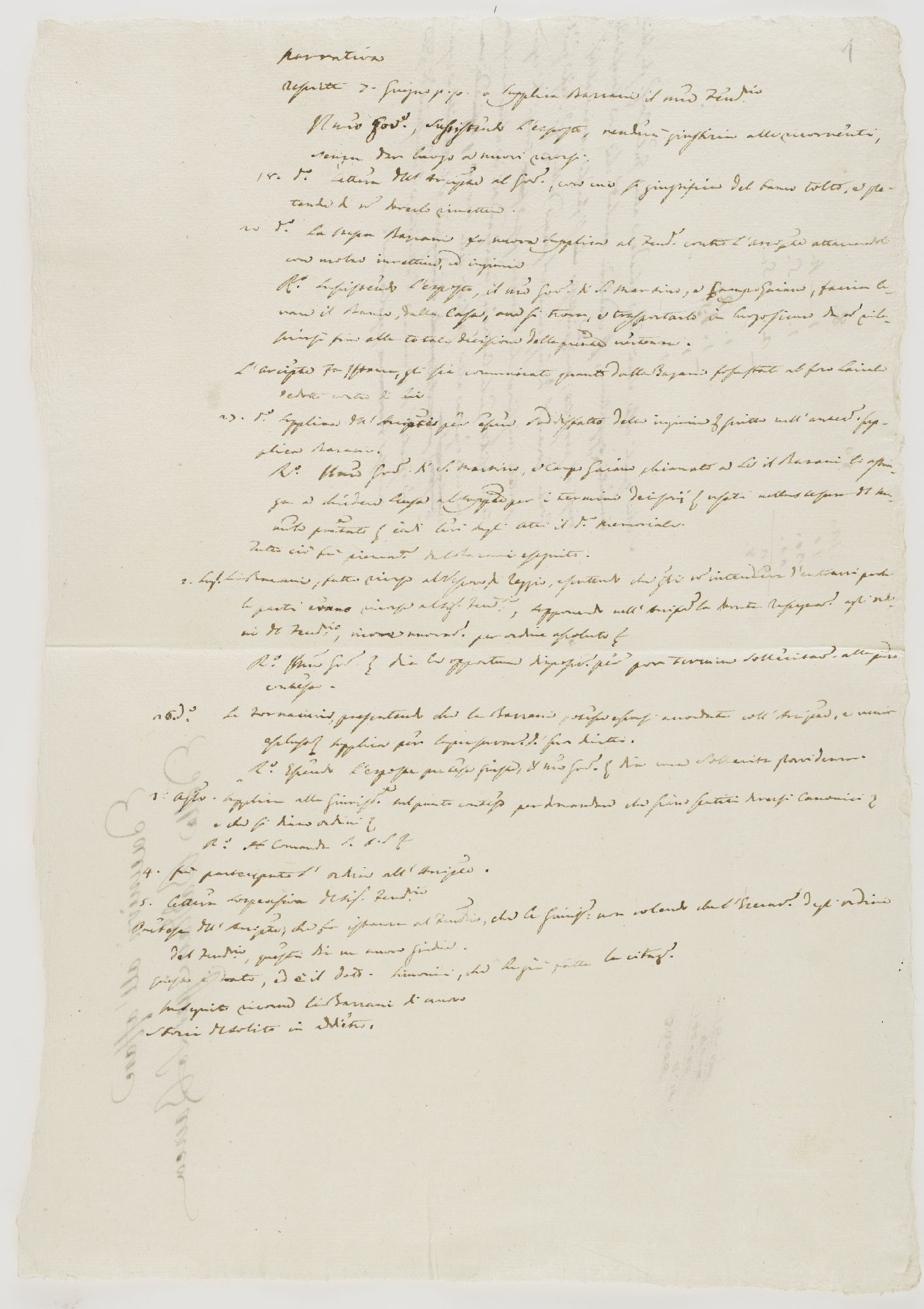 Narrativa [title, p. 1]; Sulla quali cosa sara bene chiedere [incipit, p. 2]