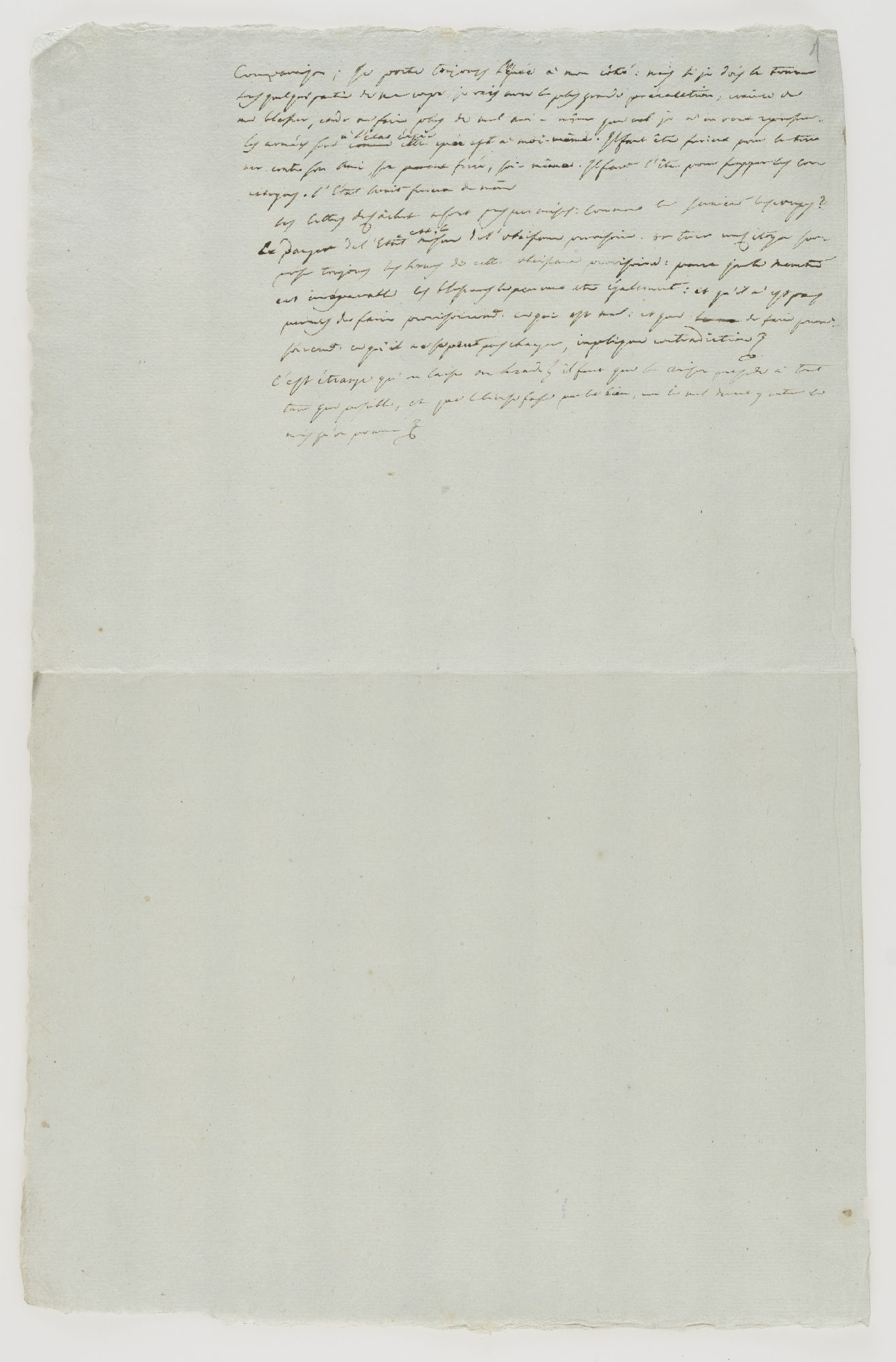 [one illegible word] Je porte toujours l'epee a mon cote: mais si je dois [incipit]